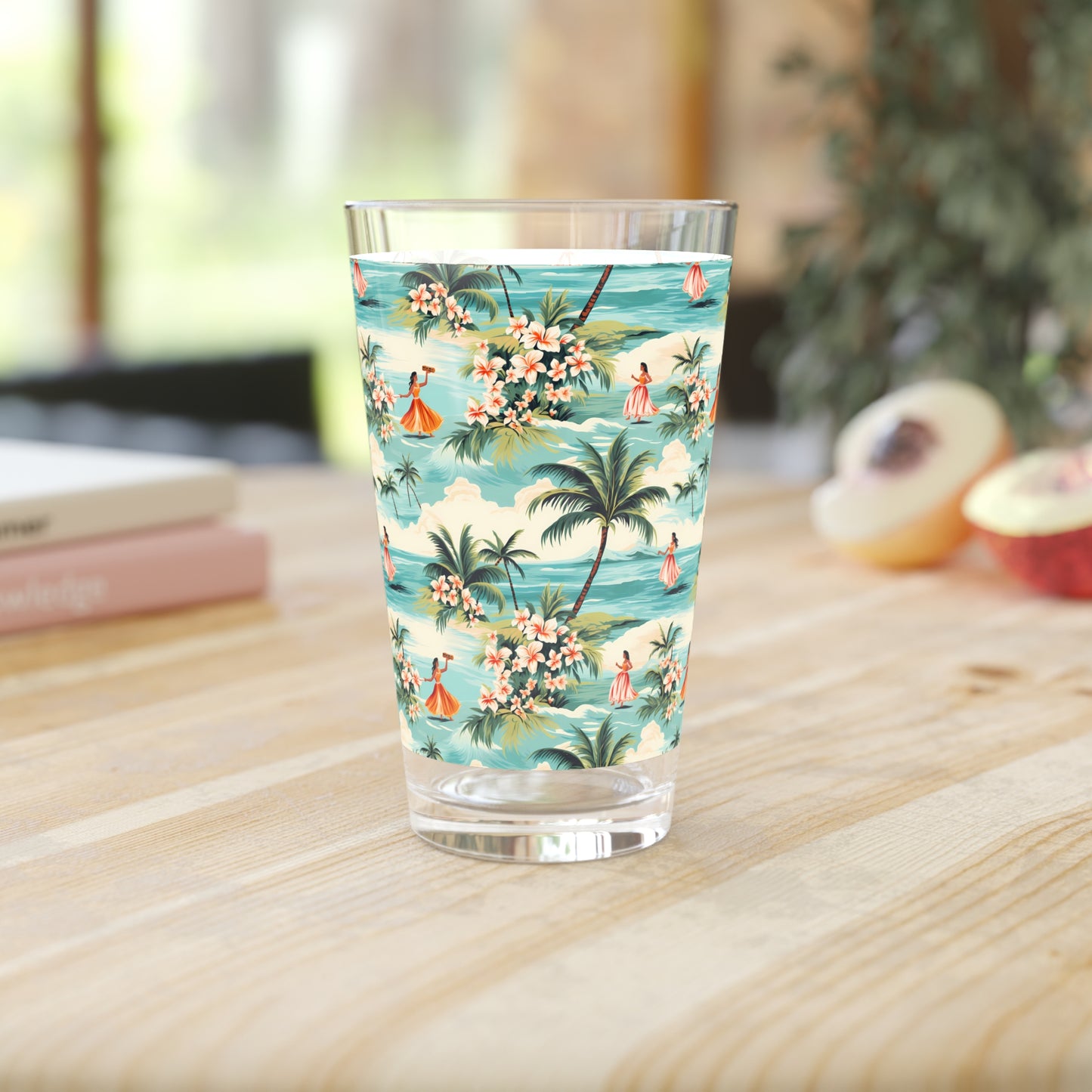 Retro Hawaiian Hula Pint Glass - 16 oz - Sip a Splash of Island Paradise! Aloha!