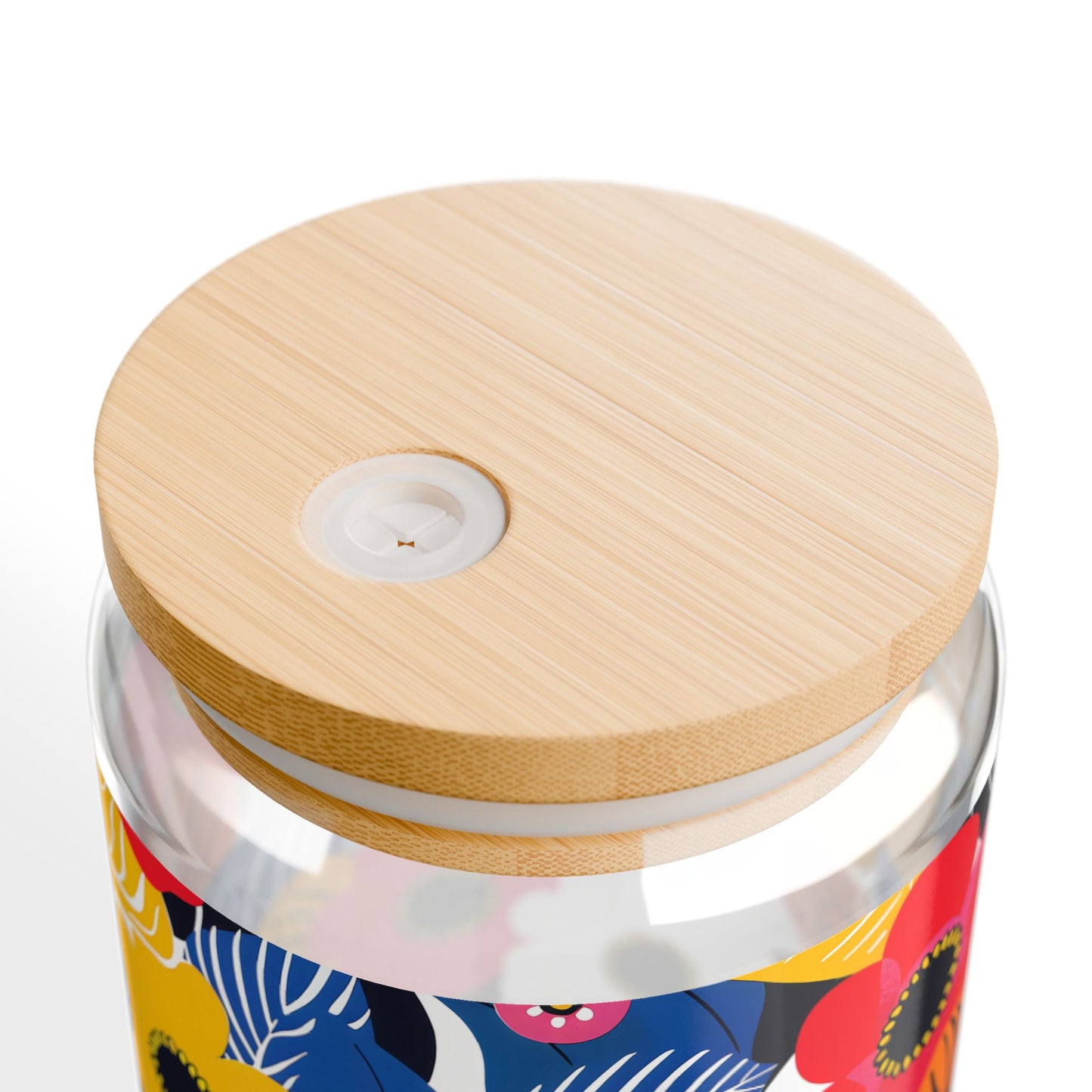 Blossom Burst Sipper Glass Tumbler - 16 oz - Sip in Style with a Burst of Blossoms!