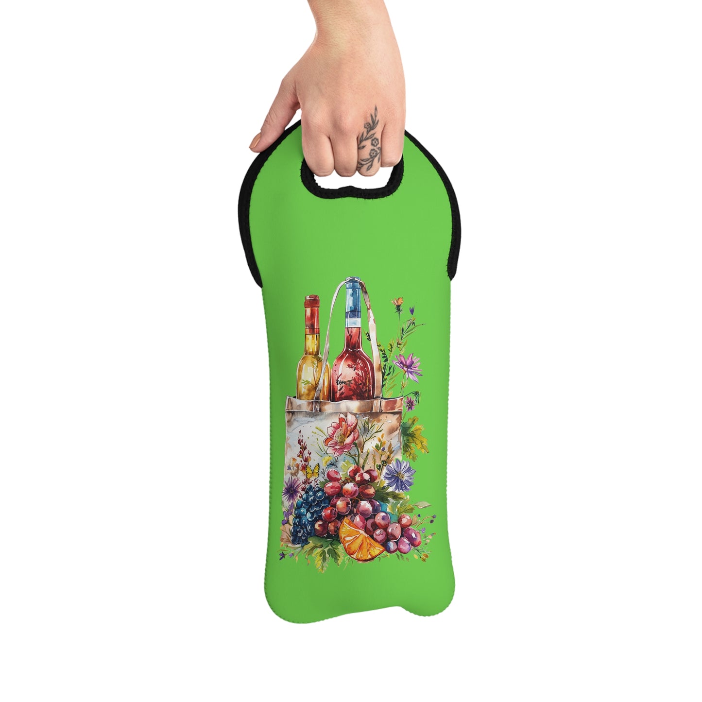 Spring Vineyard Wine Tote Bag - 100% Neoprene - Bring the Vineyard with You, Wherever the Season Takes You!