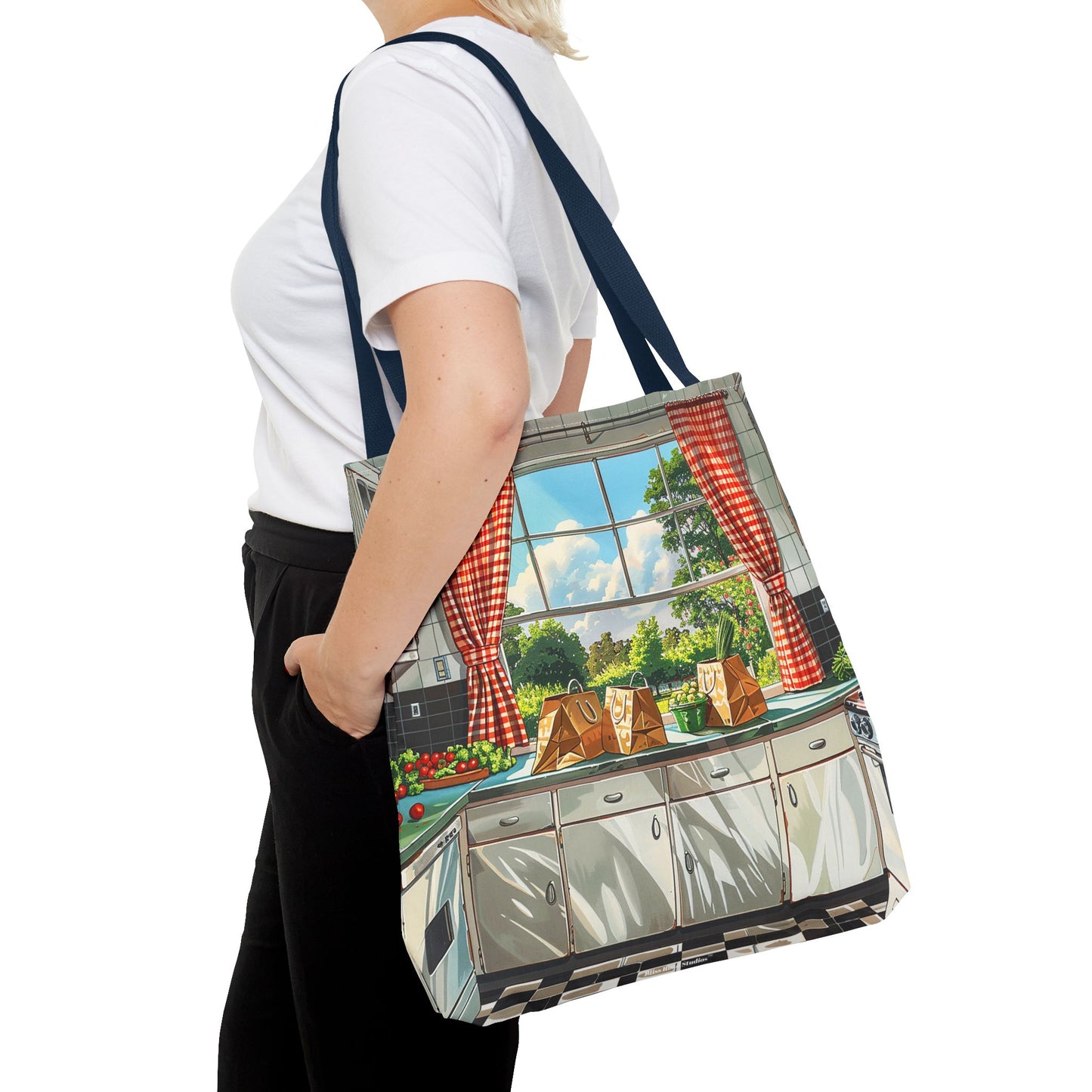 Retro Kitchen Charm Tote Bag - Step Back in Time with a Splash of Retro Fun! Available in 3 sizes.