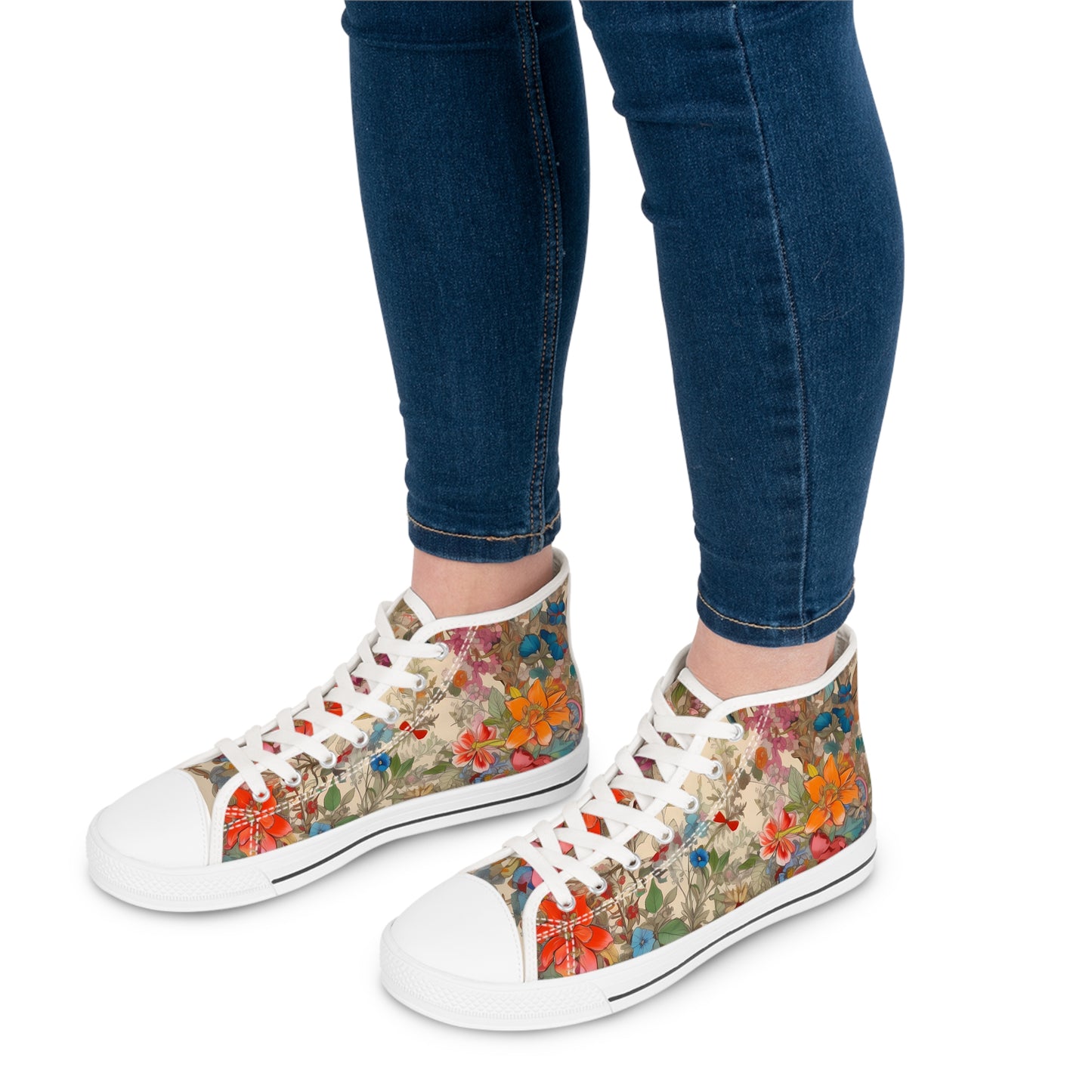 Autumn Harmony Ladies' High Top Sneakers - Fall in Love with Every Step – A Bloom of Autumn's Warmth at Your Feet!