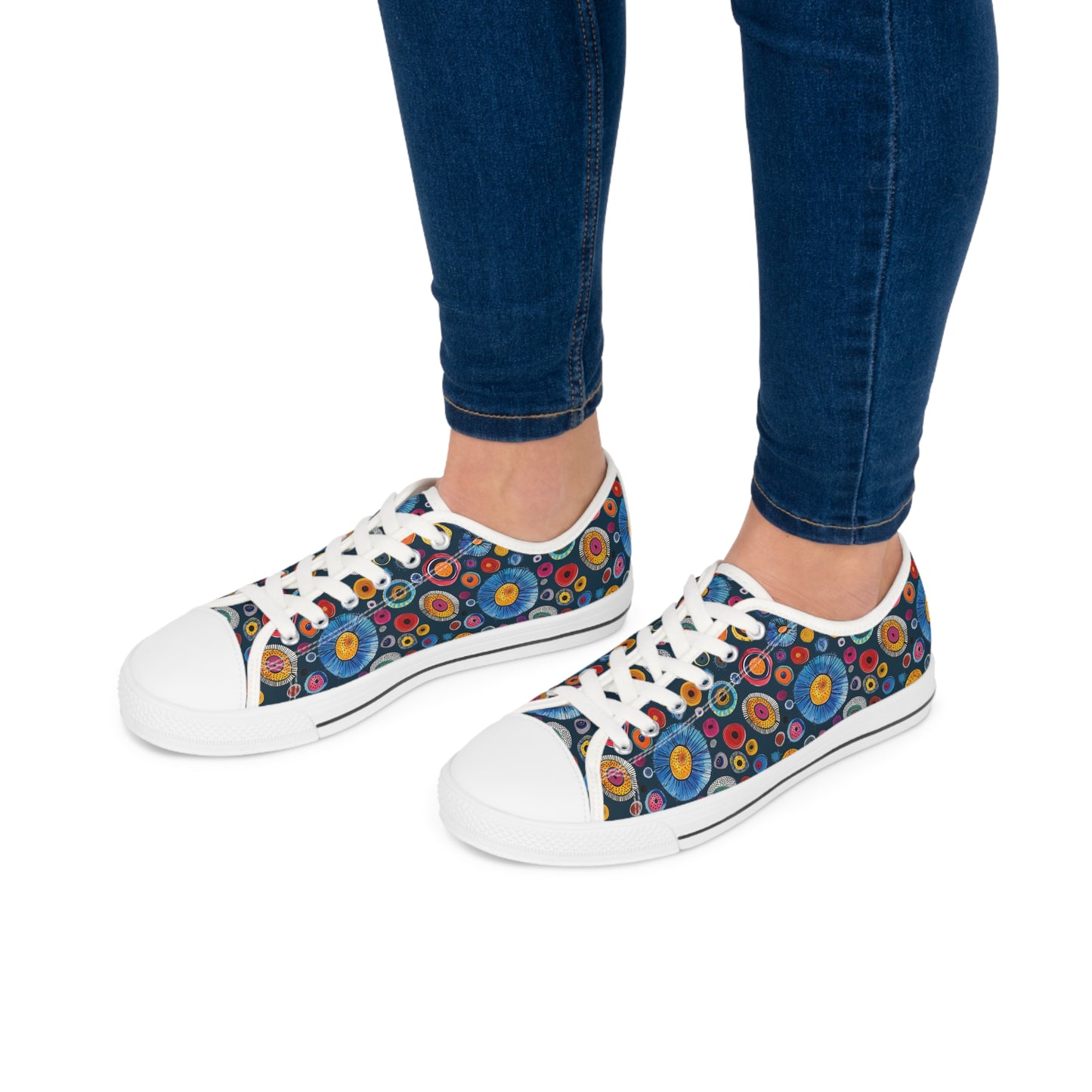 Primordial Space Life Ladies' Low Top Sneakers - Explore the Unseen – Where Science Meets Style!