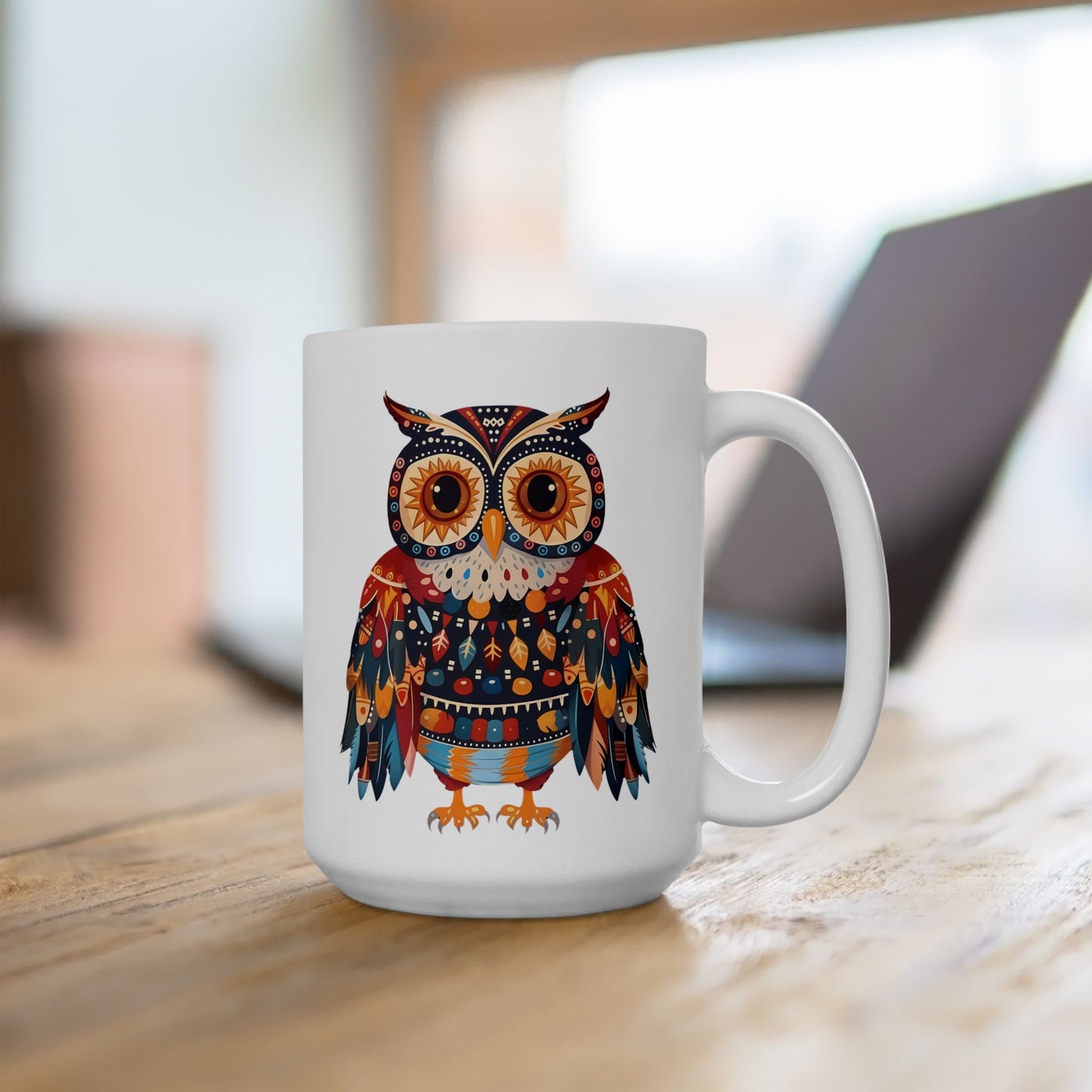 Autumn Gaze Owl Ceramic Mug - 15 oz. - Sip into the Wisdom of Autumn! (Whoo! Whoo!) From our Spirit of the Wild Collection.