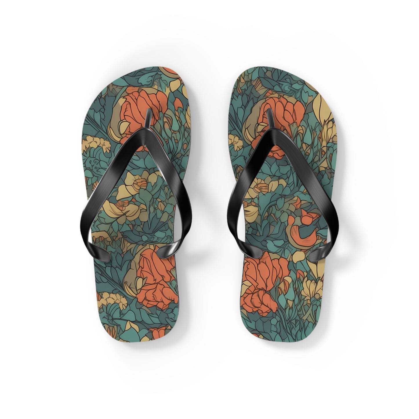 Bohemian Stained Glass Serenity Flip Flops. 5/8" Thick Comfortable Summer or Winter Gym/Sauna Footwear for Men and Women.