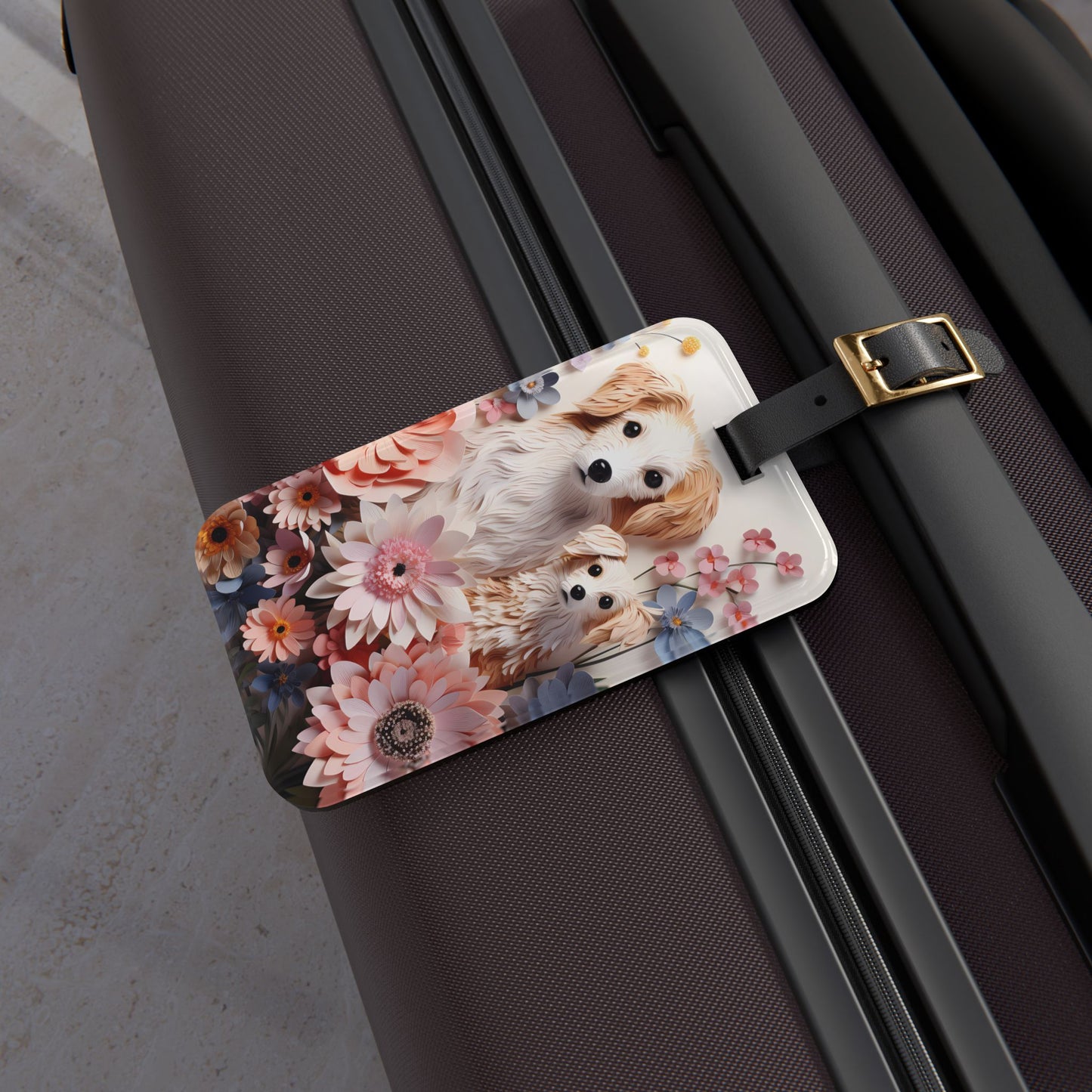 Paws & Petals Acrylic Luggage Tag - Travel with Whimsy and Charm—The Paws & Petals Acrylic Luggage Tag! Perfect Gift for Dog Lover!