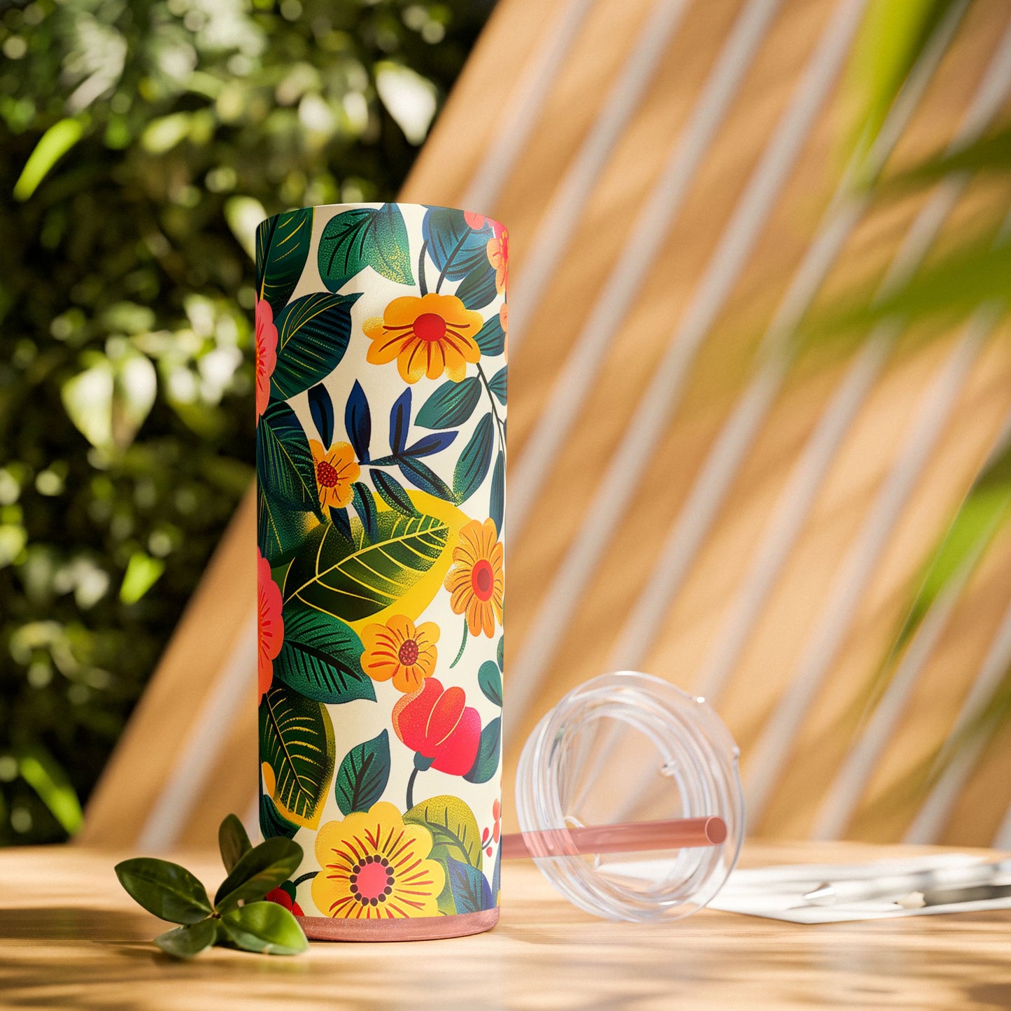 Blossom Bliss Skinny Tumbler with Straw - 20 oz. Insulated Stainless Steel - Blossom into Joy with Every Sip!