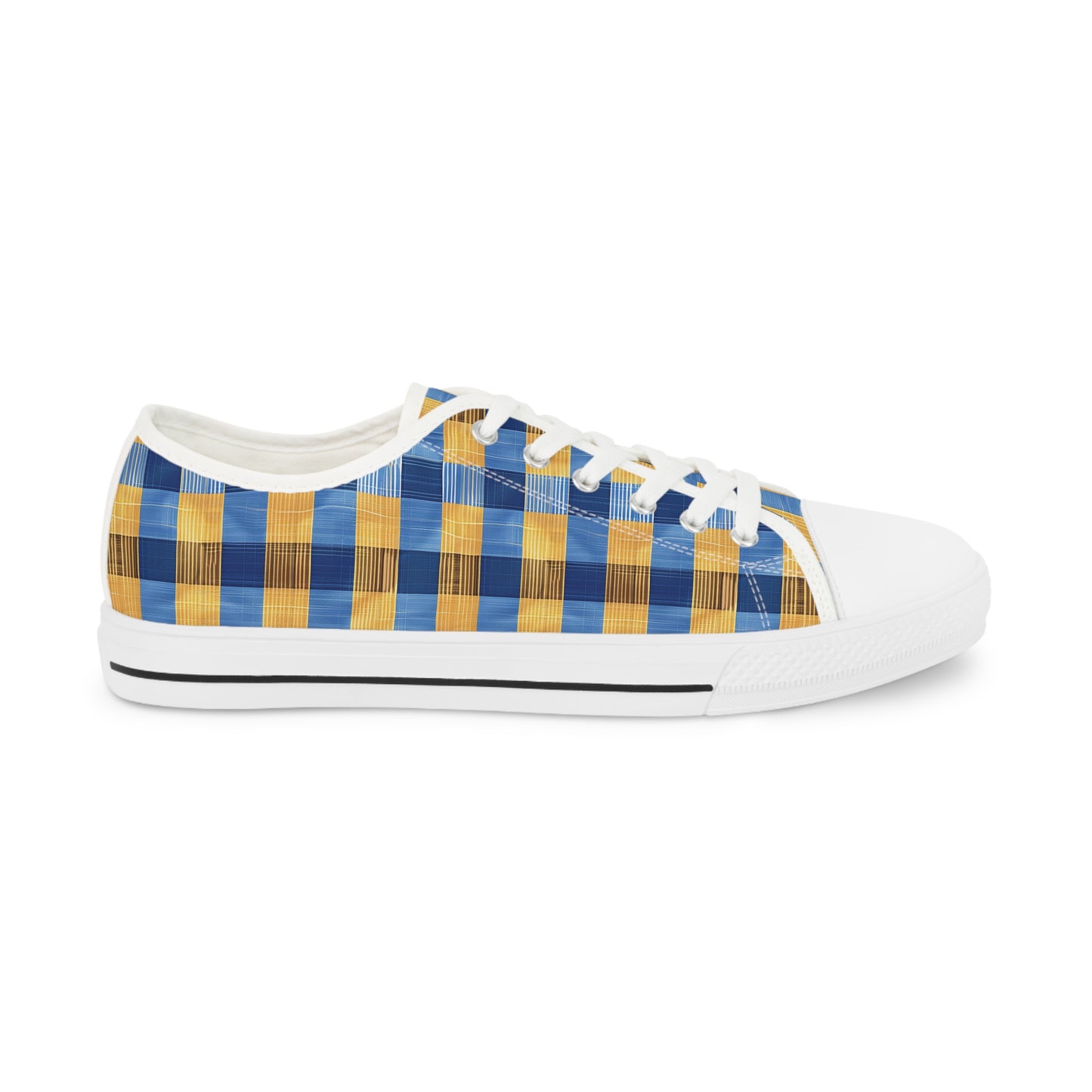 Modern Gingham Men's Low Top Sneakers - Classic Gingham, Reinvented – Step Into Modern Sophistication!