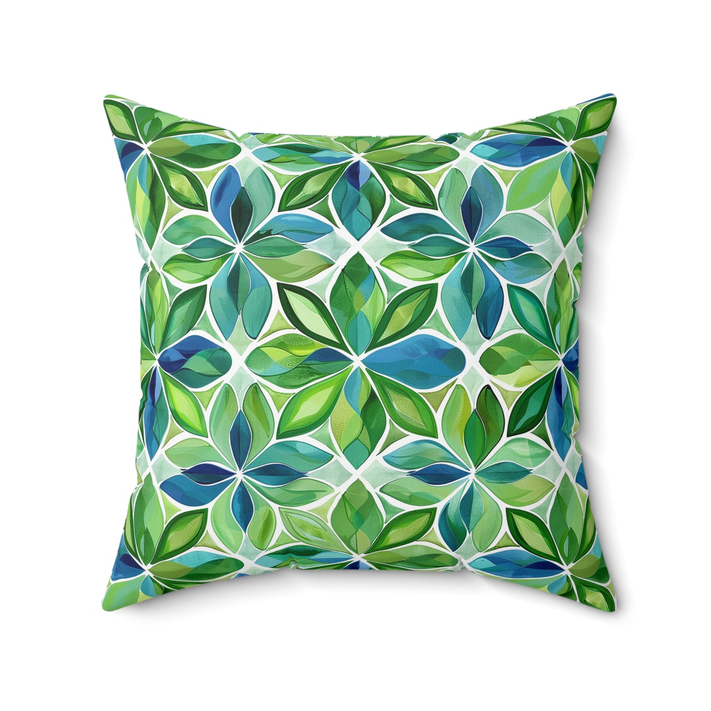 Spring Geo Flowers Square Throw Pillow - Spun Polyester - Double-Sided Print - Concealed Zipper - Available in 4 sizes.