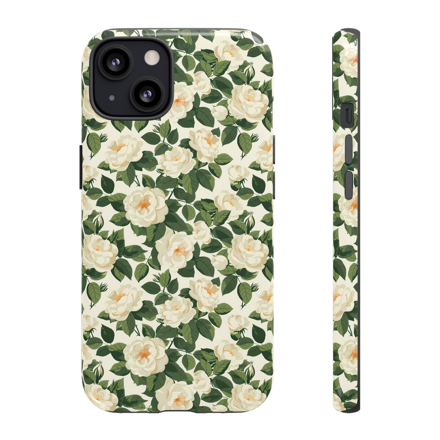 White Roses at Dawn Tough Phone Case for Apple iPhone, Samsung Galaxy, and Google Pixel.