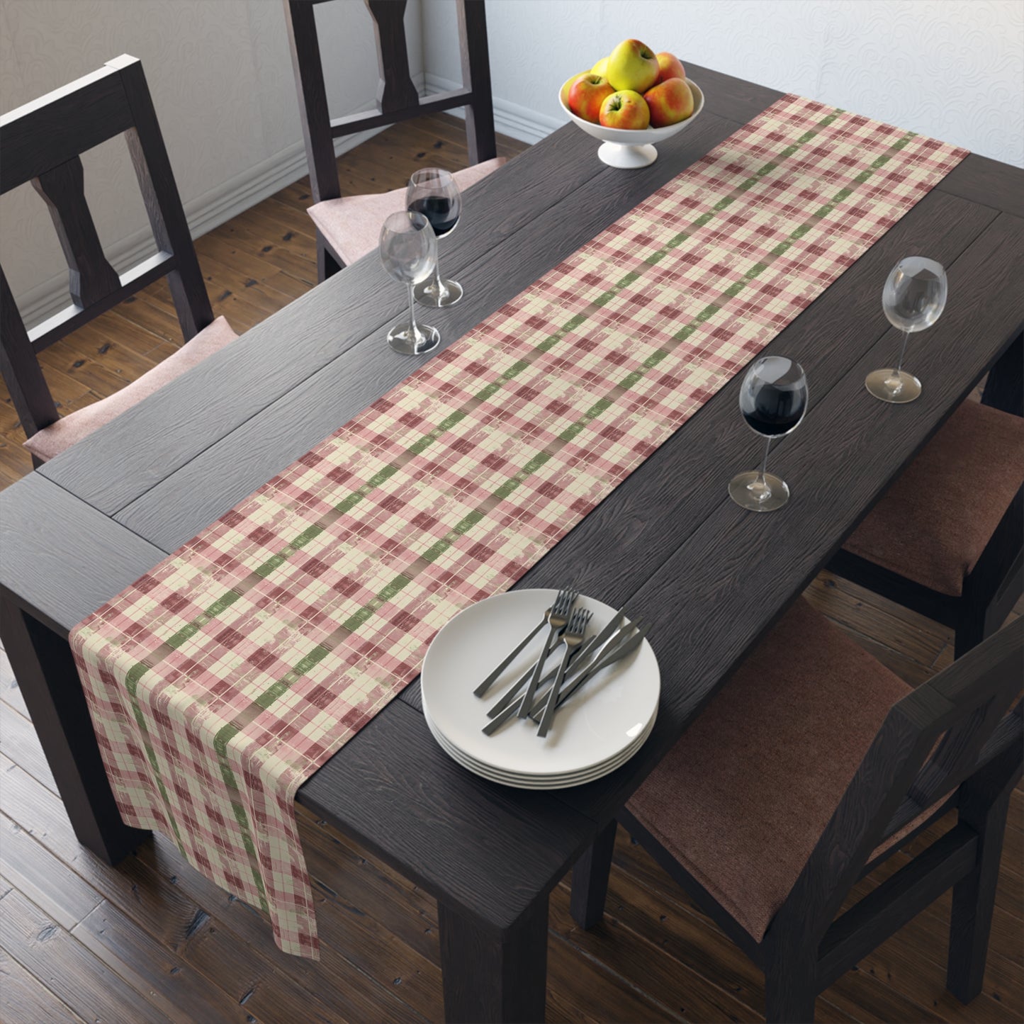 Spring Serenade Plaid Table Runner - Cotton Twill - Available in 2 sizes: 16" x 72" and 16" x 90".