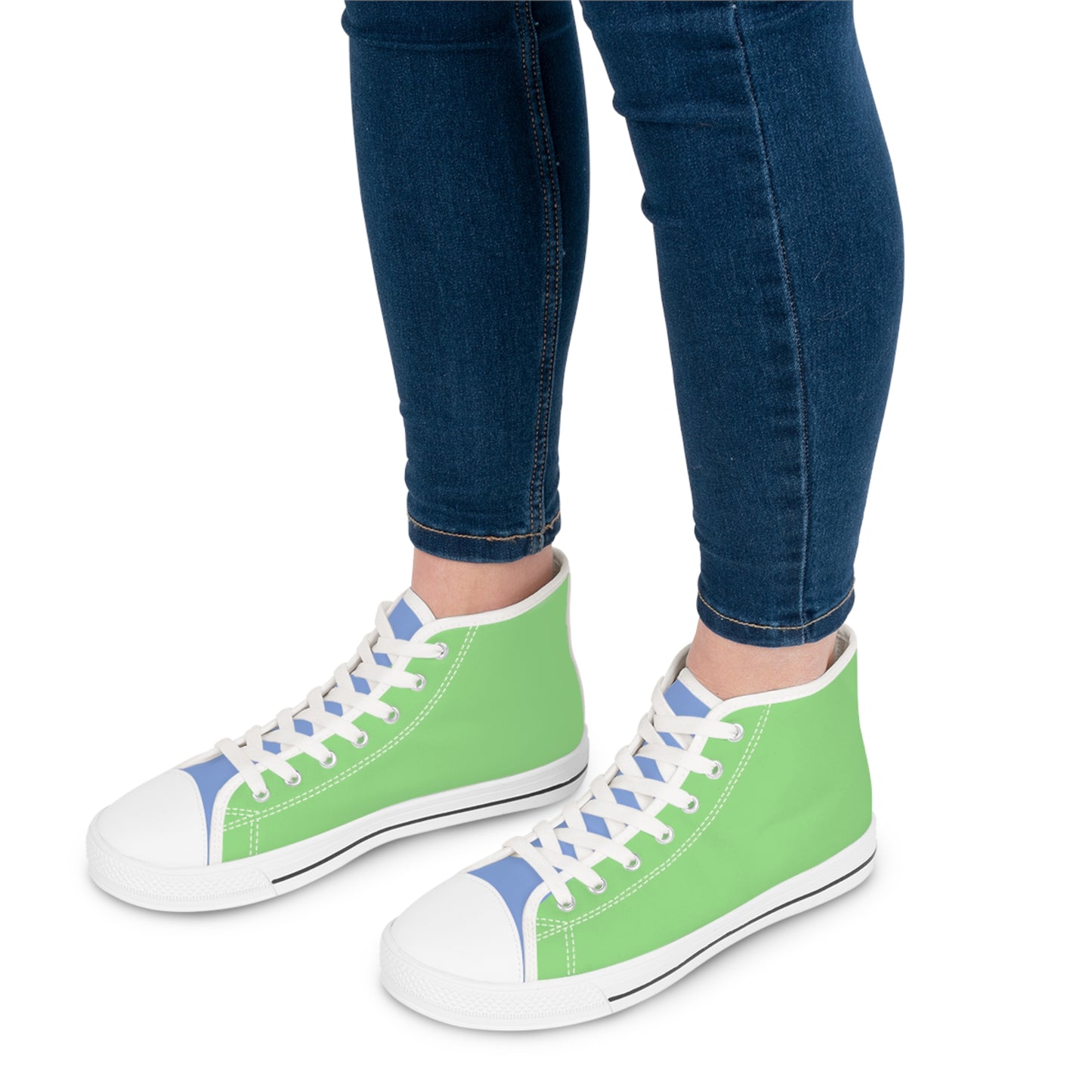 Meadow Stream Ladies' Two-Tone High Top Sneakers - Step Lightly – Where Meadow Greens Meet Streamside Blues!