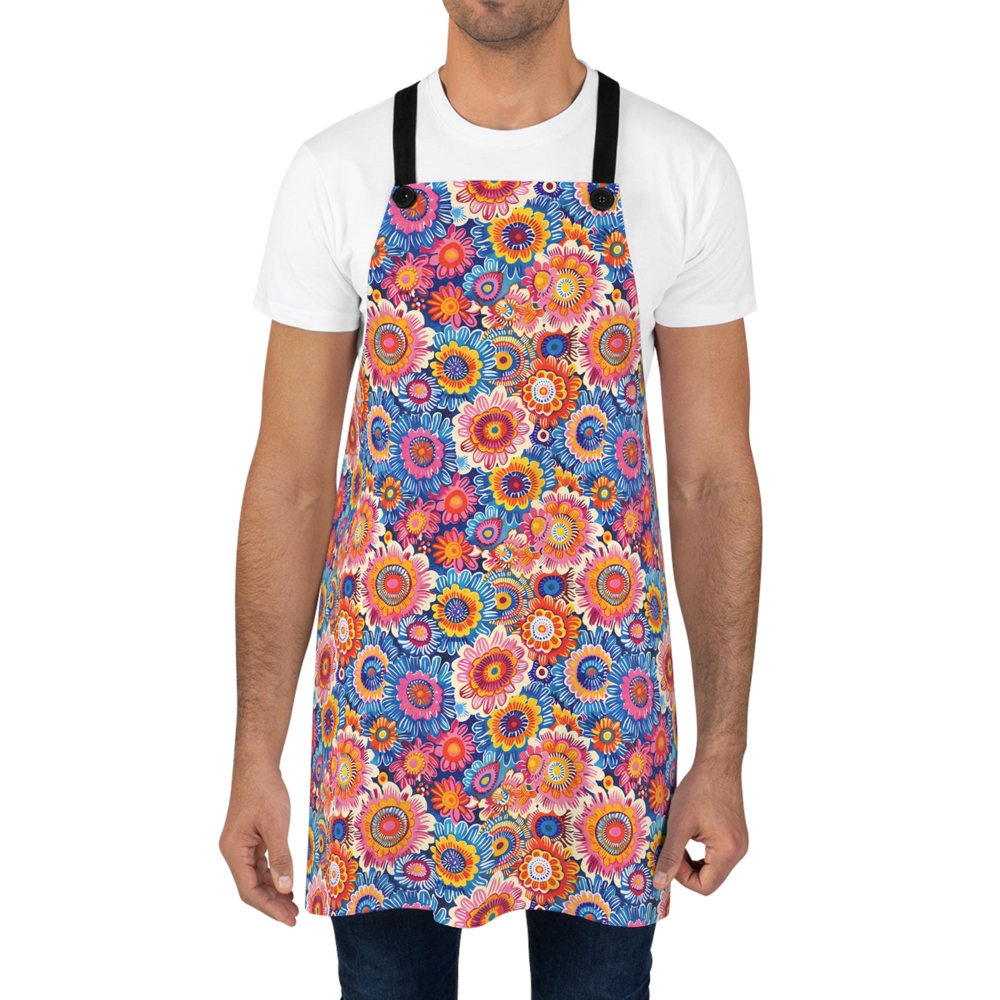Crayon Blossom Whimsy Adult Apron - Add a Splash of Whimsy to Your Culinary Adventures!