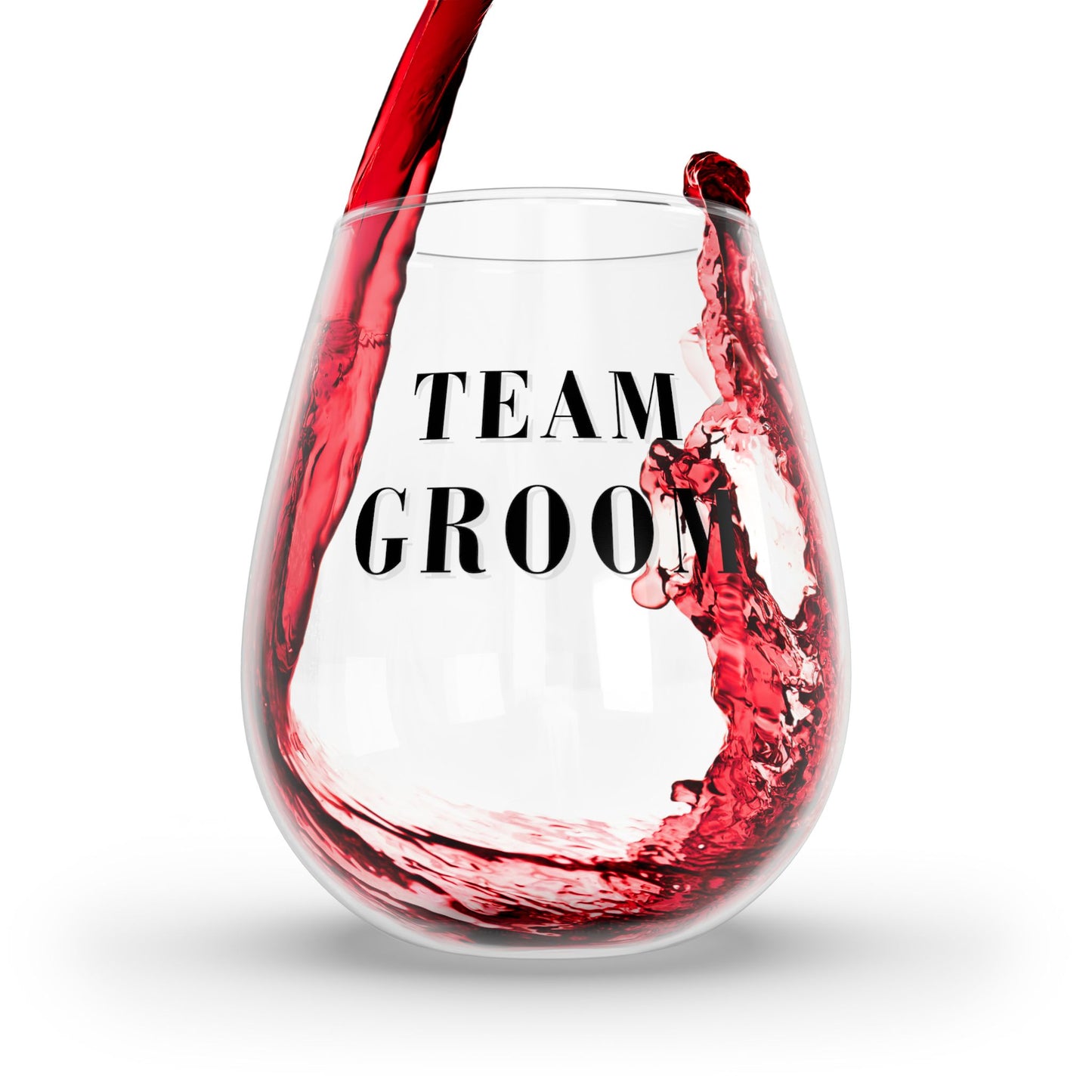 Team Groom Stemless Wine Glass - 11.75 oz - Announce Your Support for the Groom! From our Wedding Collection.