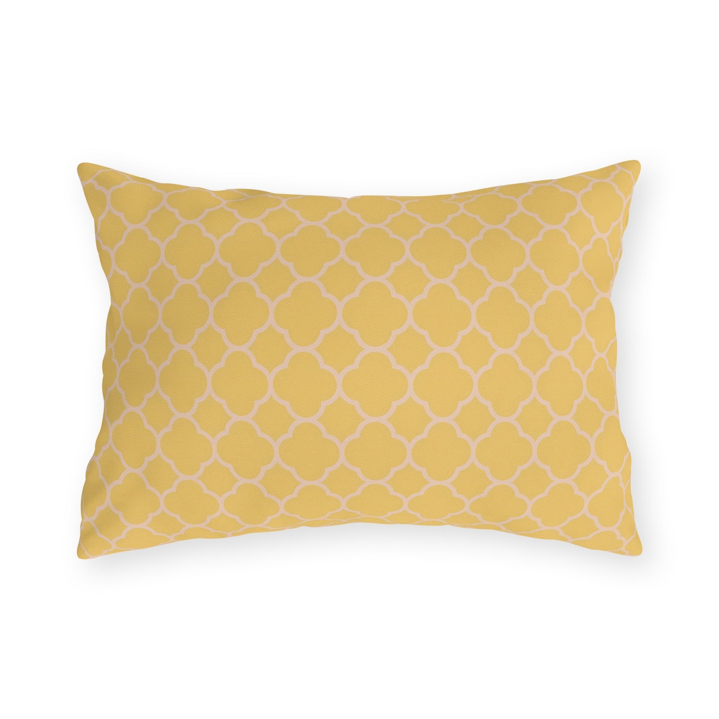 Soft Yellow Quatrefoil Outdoor Lumbar Pillow - Spun Polyester - Double-Sided Print - UV-Resistant - Water-Resistant - Lumbar size: 20" x 14"