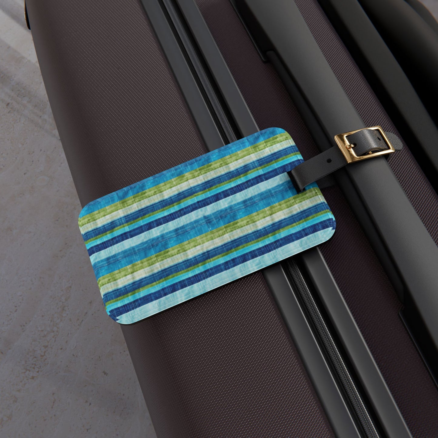 Ocean Whisper Stripes Acrylic Luggage Tag - Set Sail in Style with the Ocean Whisper Stripes Acrylic Luggage Tag!