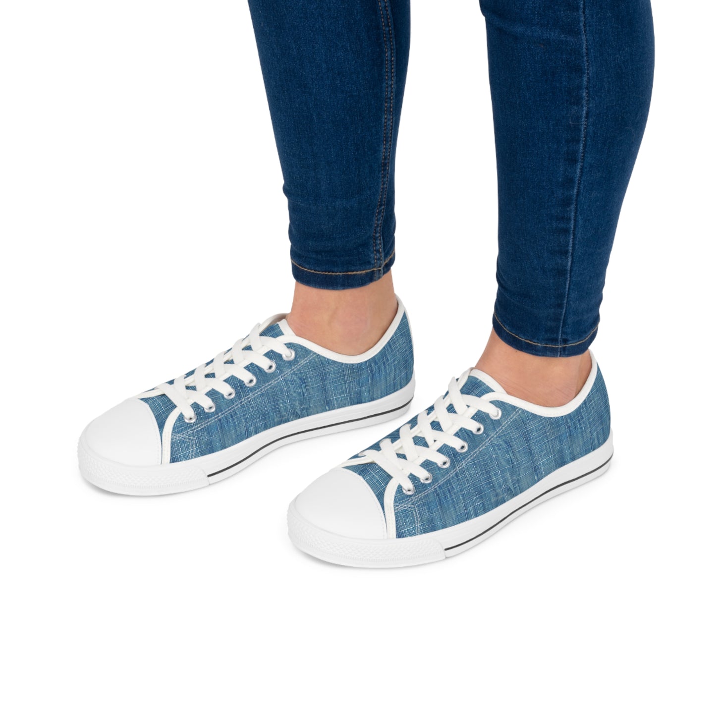 Blue Denim Ladies' Low Top Sneakers - Denim, Reimagined - Where Timeless Stye Meets Contemporary Cool!