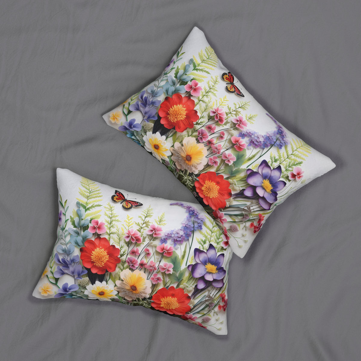 Serene Sunlit Meadow Lumbar Pillow - Spun Polyester - Double-Sided Print - Concealed Zipper - 20 x 14