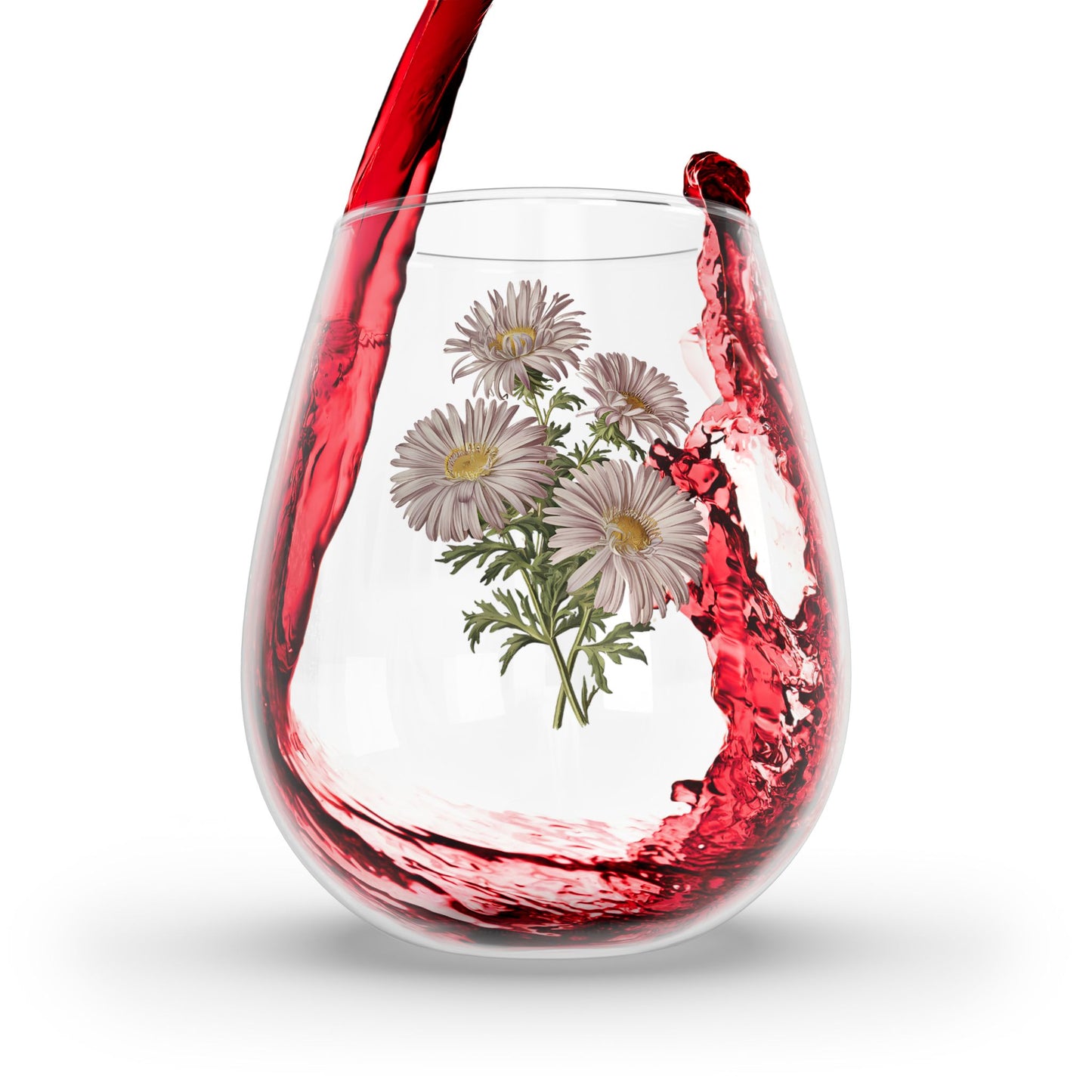 September Birth Month Flower - Aster Stemless Wine Glass - 11.75 oz - Toast to September’s Radiant Blooms! From our Blooming Celebrations Birth Flower Collection.