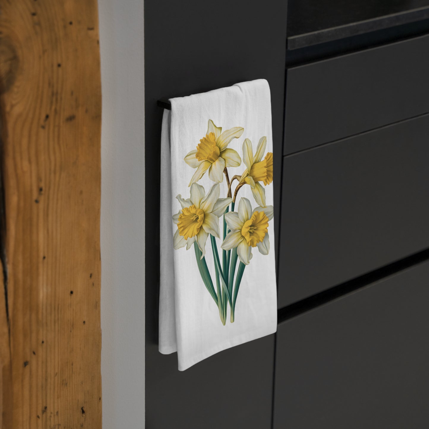 March Birth Month Flower - Daffodils Tea Towel - 100% Cotton - 28" x 28" - Bring the Freshness of Spring to Your Kitchen! From our Blooming Celebration Birth Flower Collection.