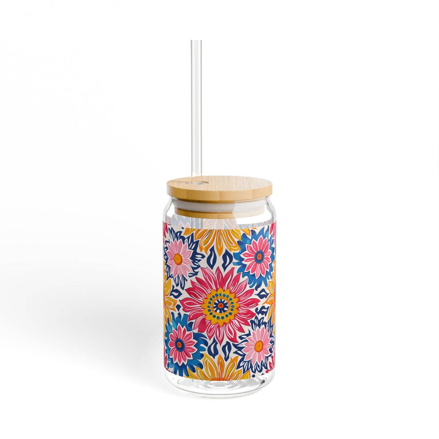 Sunsplash Petals Sipper Glass Tumbler - 16 oz - Sip in the Sunshine with Every Petal!