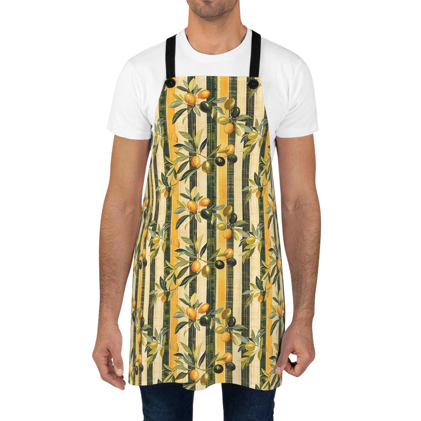 Golden Olive Grove Adult Apron - Embrace Mediterranean Elegance in Your Kitchen!