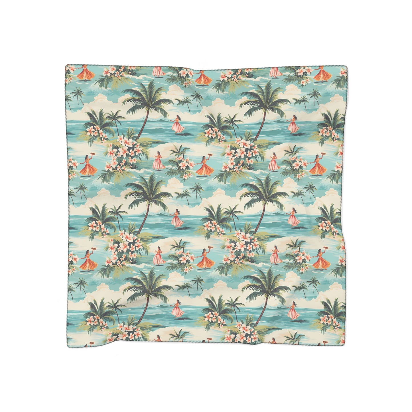 Retro Hawaiian Hula Poly Voile Scarf. Lightweight & Stylish Accessory. Available in 2 sizes: 25" x 25" or 50" x 50"