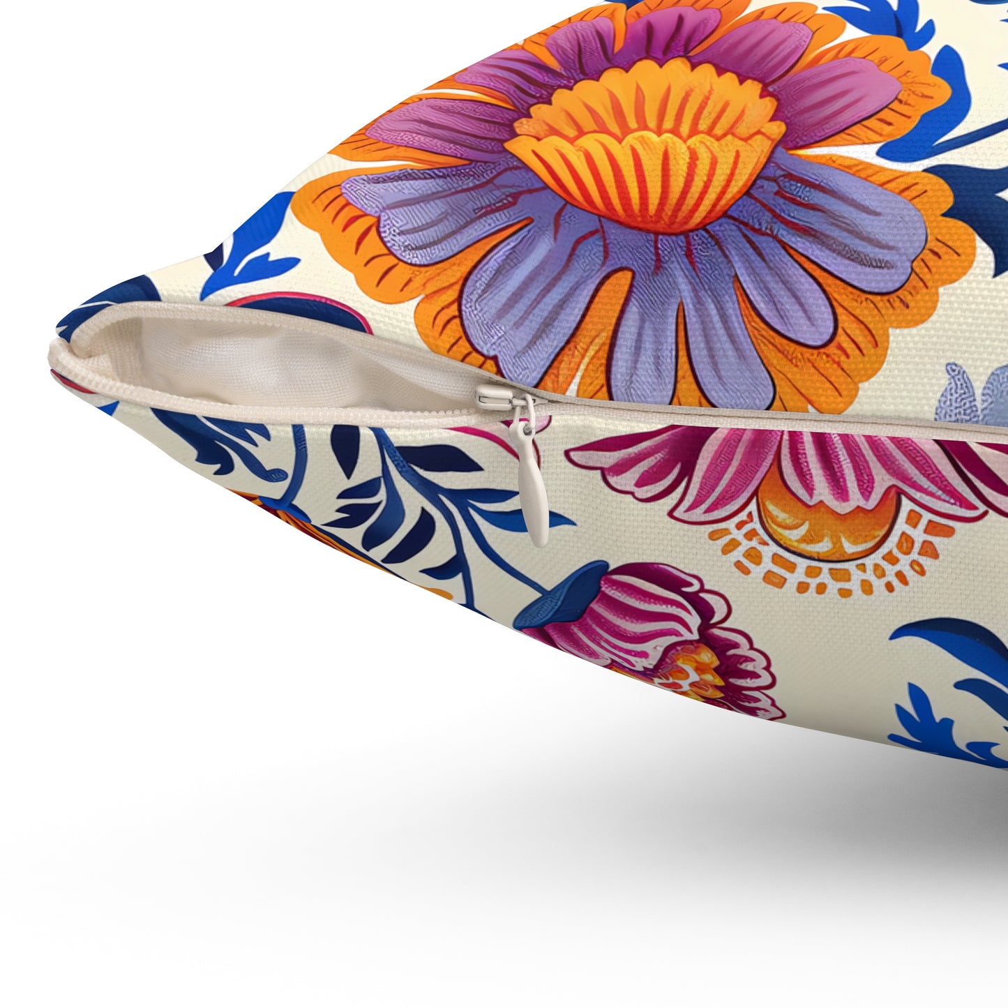 Regal Blossom Square Throw Pillow - Spun Polyester - Double-Sided Print - Concealed Zipper - Available in 7 sizes