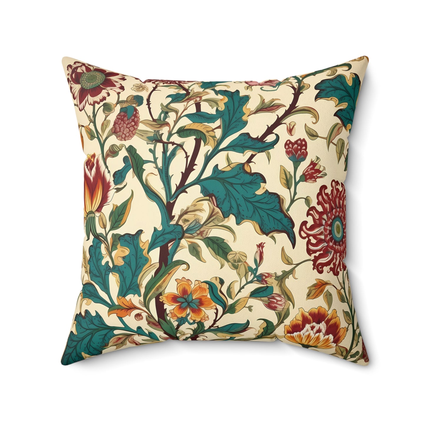 Baroque Fall Floral Tapestry Square Throw Pillow - Spun Polyester - Double-Sided Print - Concealed Zipper - Available in 4 sizes.