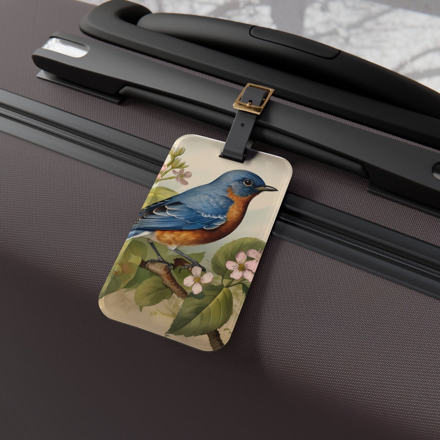 Bluebird Botanical Acrylic Luggage Tag - Travel with Nature’s Grace—The Bluebird Botanical Acrylic Luggage Tag!