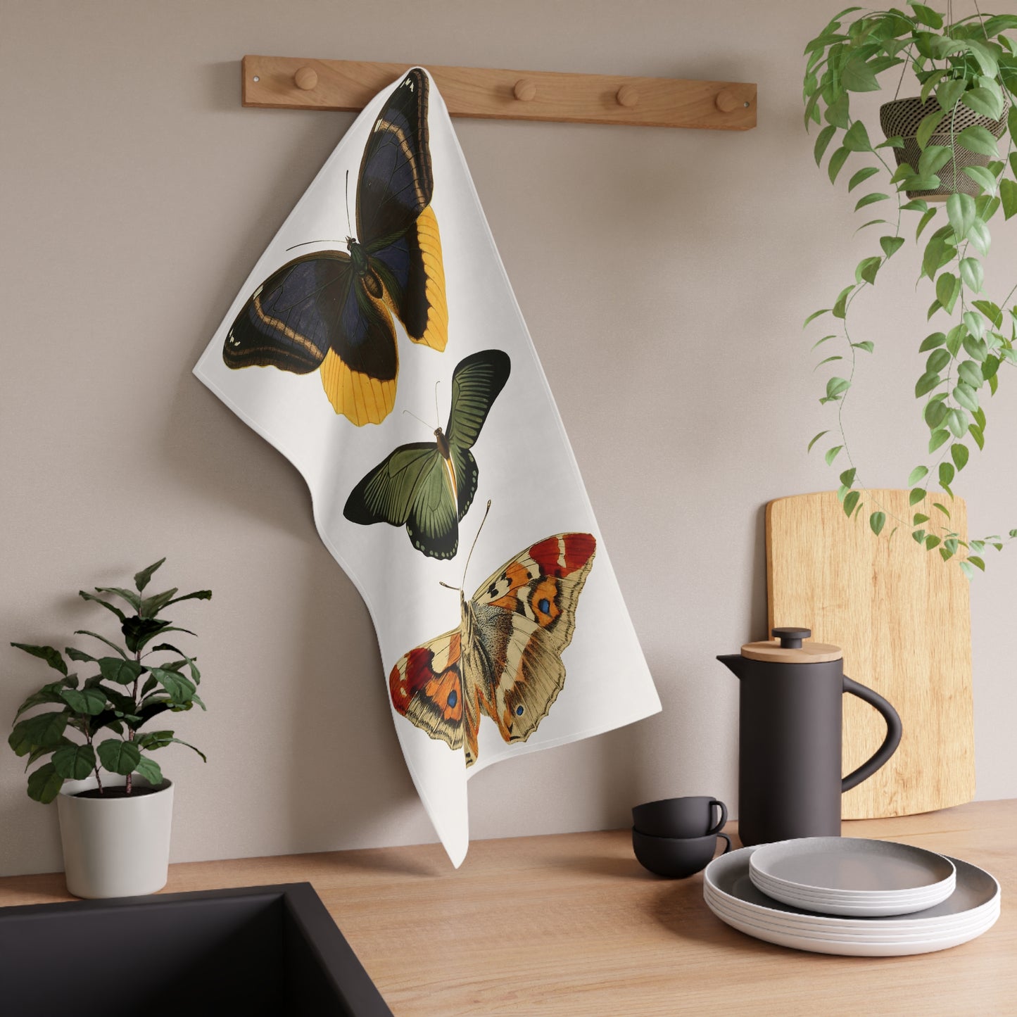 Woodland Royals Kitchen Towel - Cotton Twill - 18" x 30" - Bring Regal Beauty to Your Kitchen with Nature’s Finest! From our Timeless Butterfly Wings Collection.