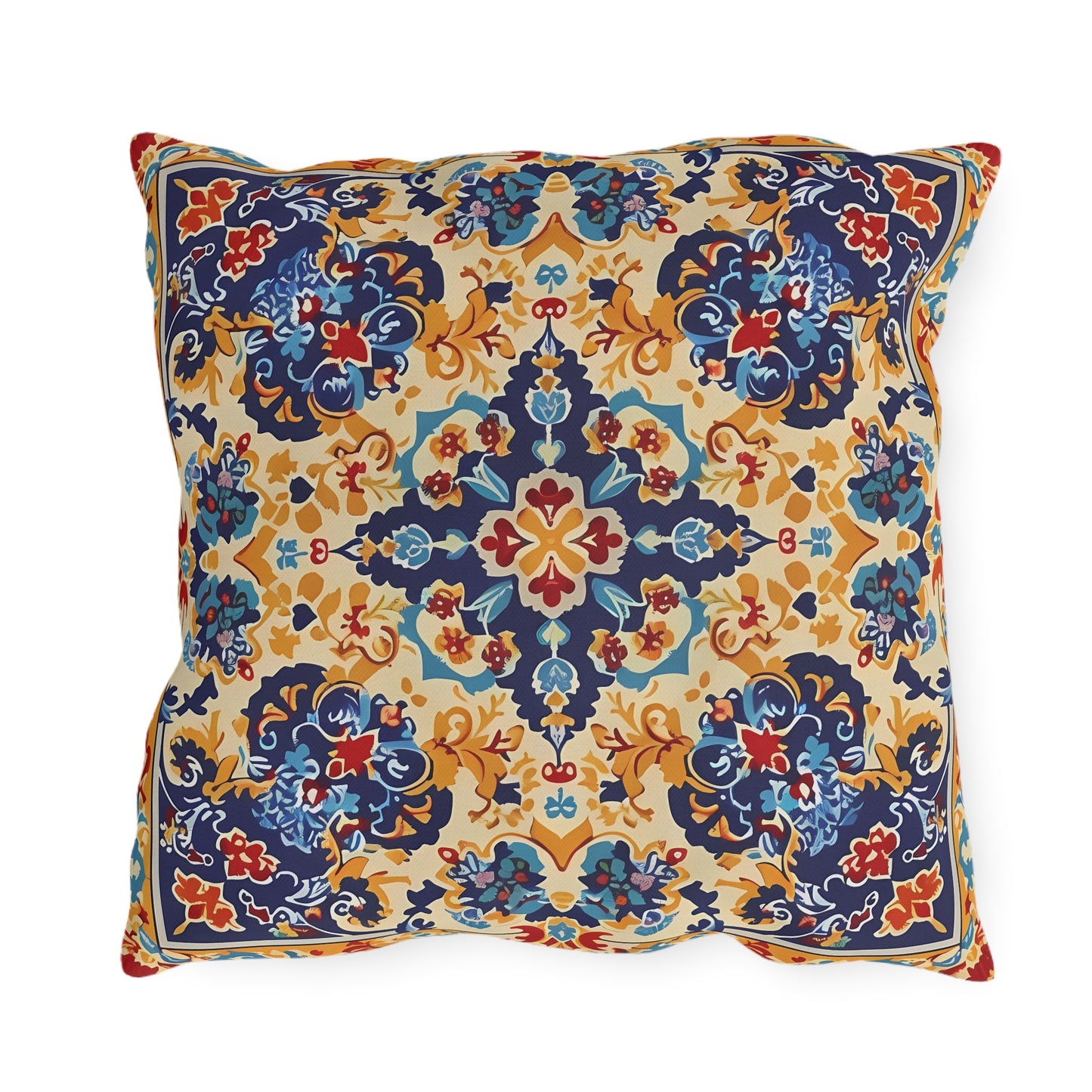 Moorish Elegance Square Outdoor Pillow - Spun Polyester - Double-Sided Print - UV-Resistant - Water-Resistant - Available in 3 sizes.