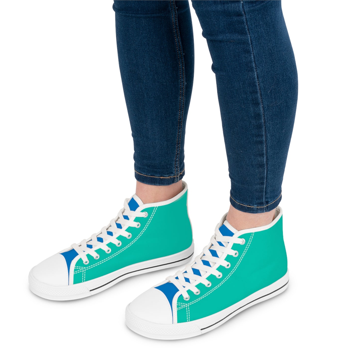 Turquoise Reef Ladies' Two-Tone High Top Sneakers - Where Turquoise Meets Blue – Step into the Tranquility of the Ocean!