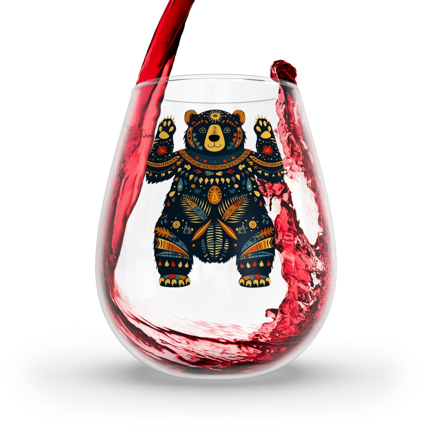 Autumn Bear Strength Stemless Wine Glass - 11.75 oz - Embrace Strength, Sip in Style! From our Spirit of the Wild Collection.