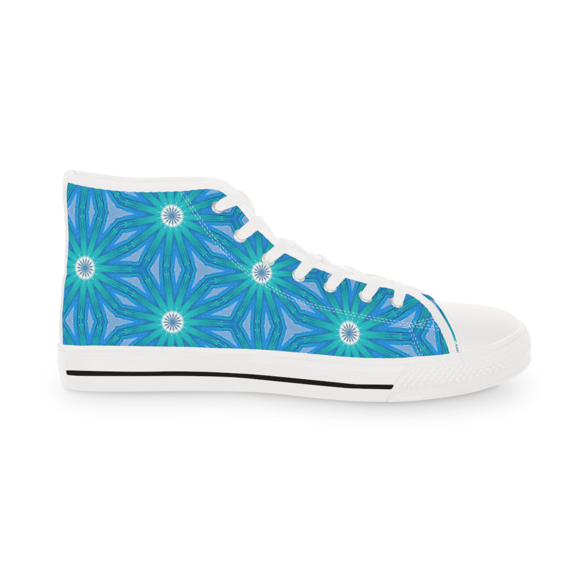 Sapphire Nebula Men's High Top Sneakers. Stride Stellar: Unleash Your Cosmic Cool with Sapphire Nebula!