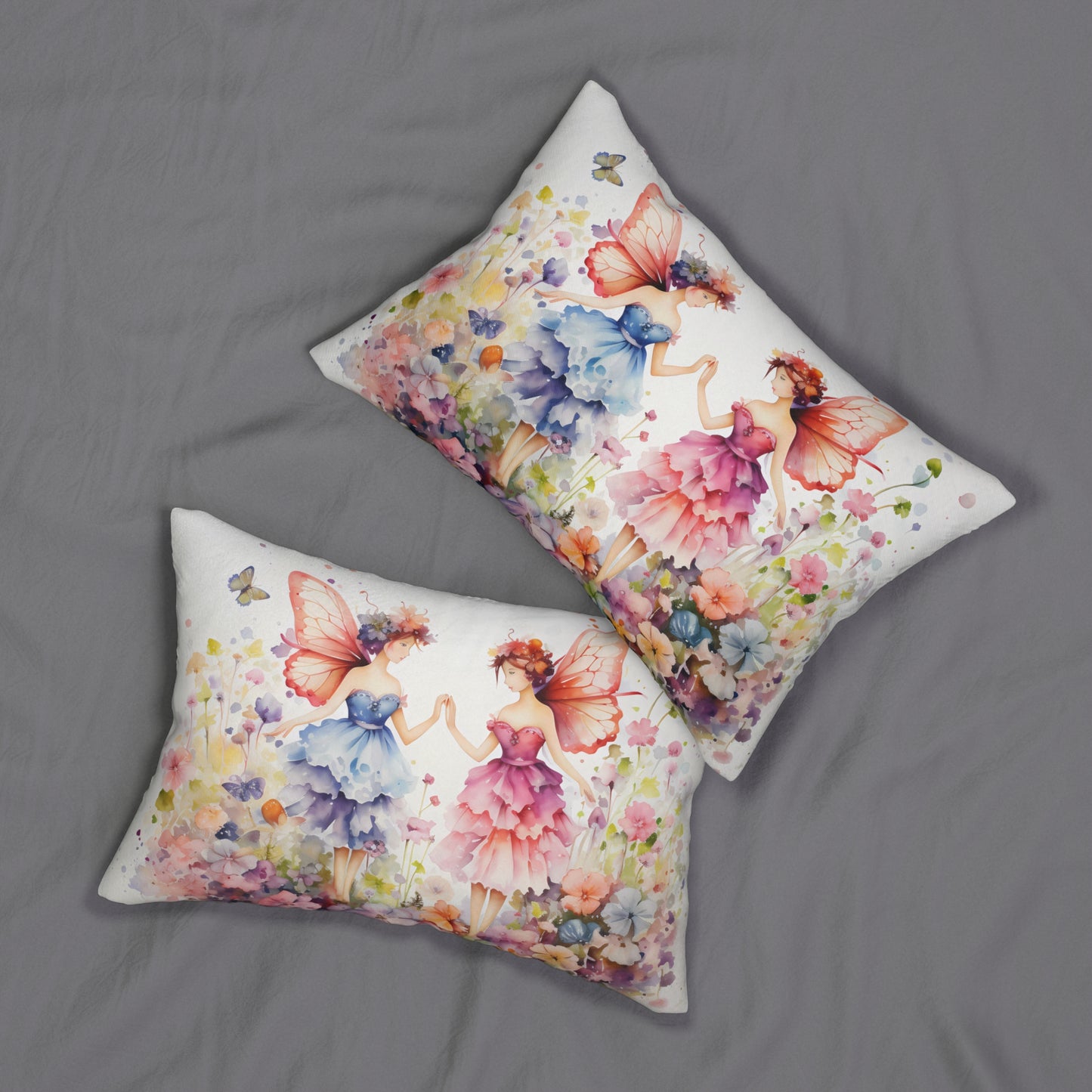 Enchanted Fairy Meadow Lumbar Pillow - Spun Polyester - Double-Sided Print - Concealed Zipper - Lumbar size: 20" x 14"