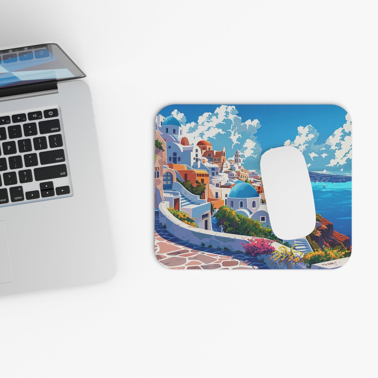 Santorini Serenity Mouse Pad - Bring a Slice of Santorini Serenity to Your Desk!