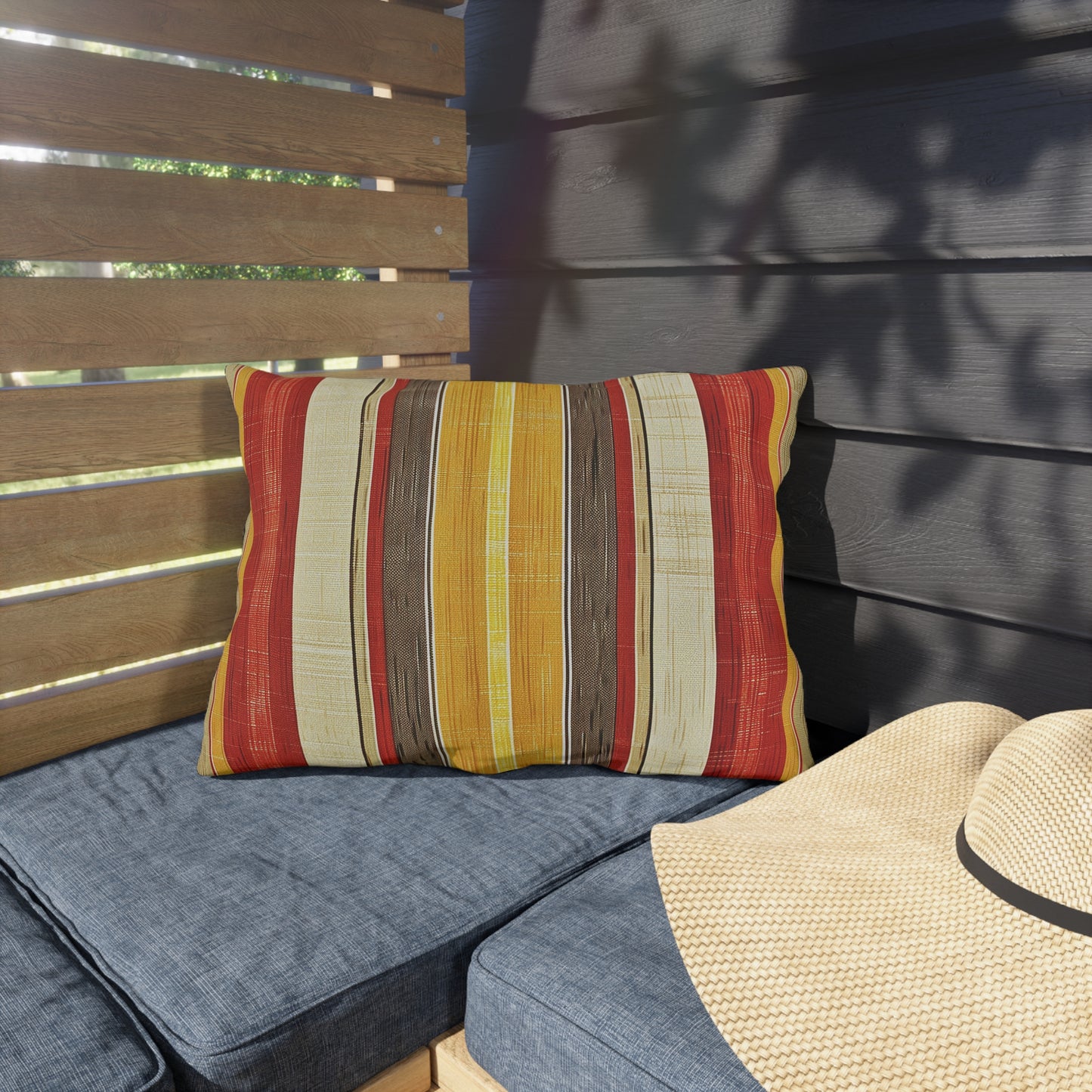 Royal Stripes Delight Outdoor Lumbar Pillow - Spun Polyester - Double-Sided Print - UV-Resistant - Water-Resistant - Lumbar size: 20" x 14"