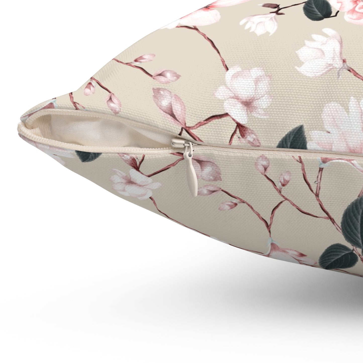 Cherry Blossom Whisper Square Throw Pillow - Spun Polyester - Double-Sided Print - Concealed Zipper - Available in 4 sizes.