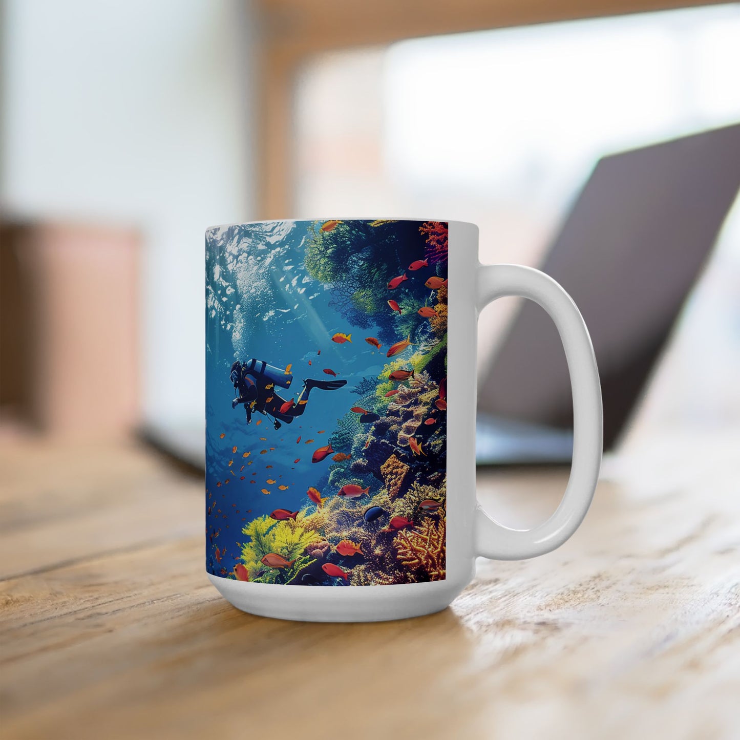Cozumel Scuba Wonderland Ceramic Mug - 15 oz. - Dive into Wonder with Every Sip!