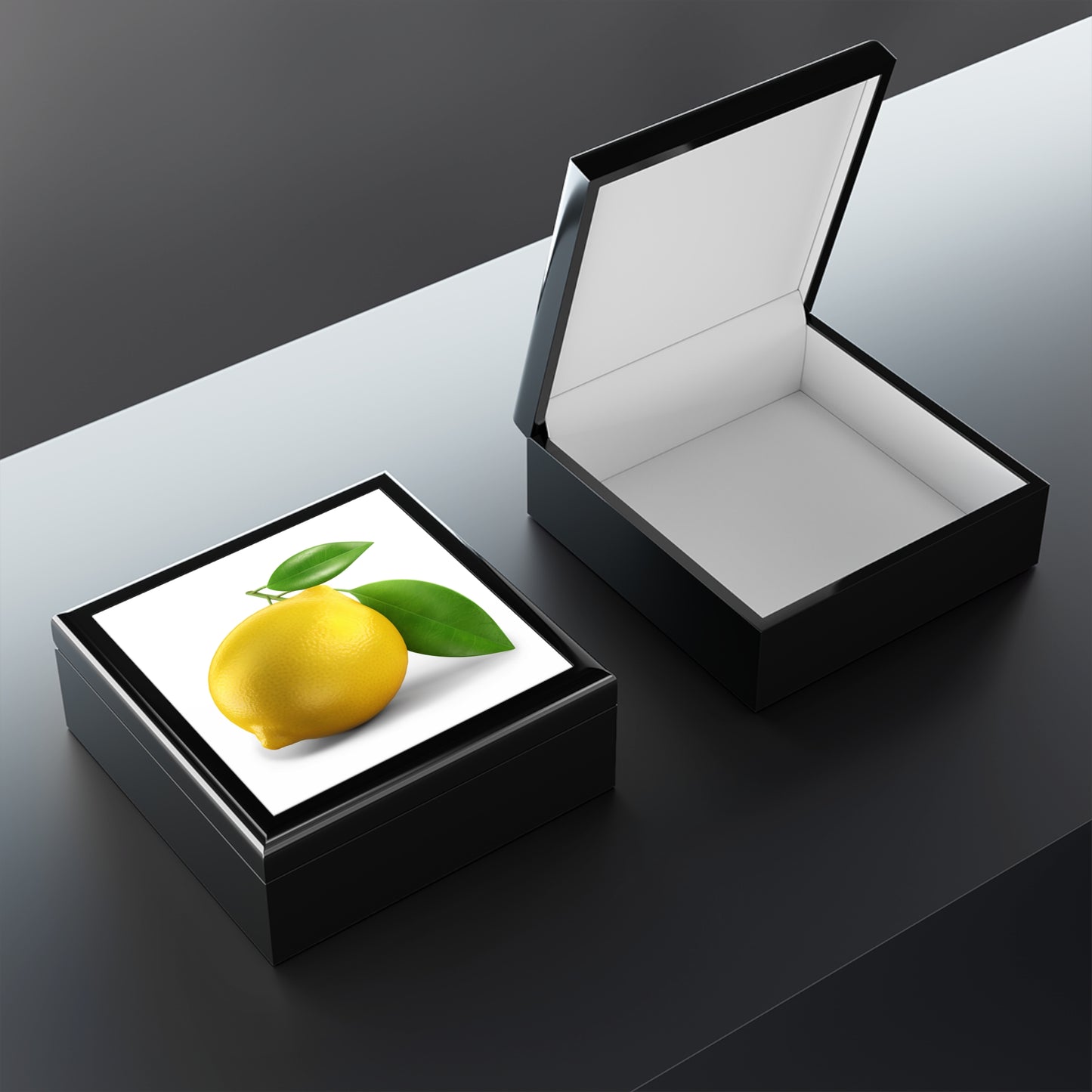 Lovely Lemon Jewelry Box - High Quality Rubberwood Jewelry Box with Glossy Finish.