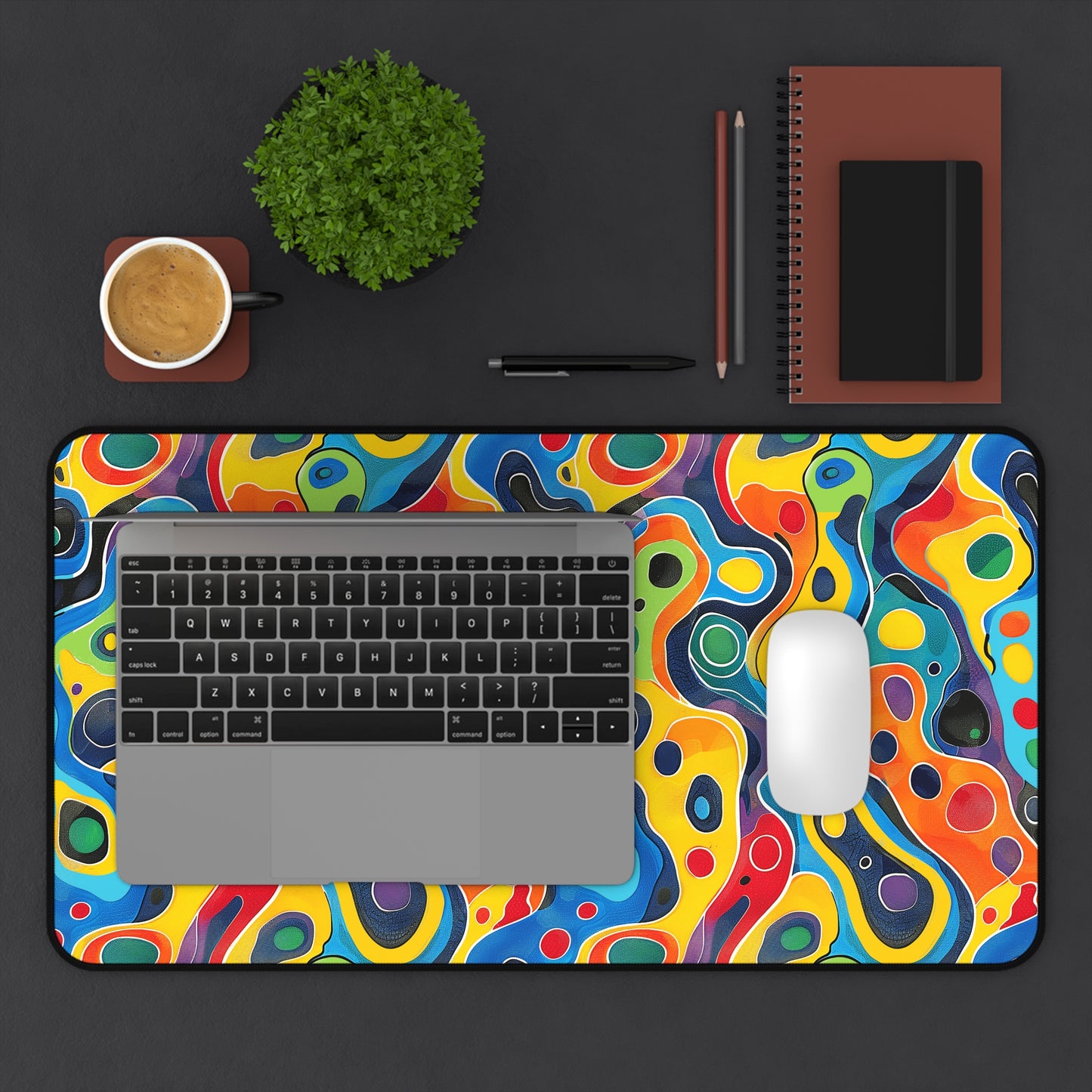 Groovy Splash Desk Mat (Desk Pad) - Bring the Funk of the '60s to Your Desk! Available in 3 sizes.