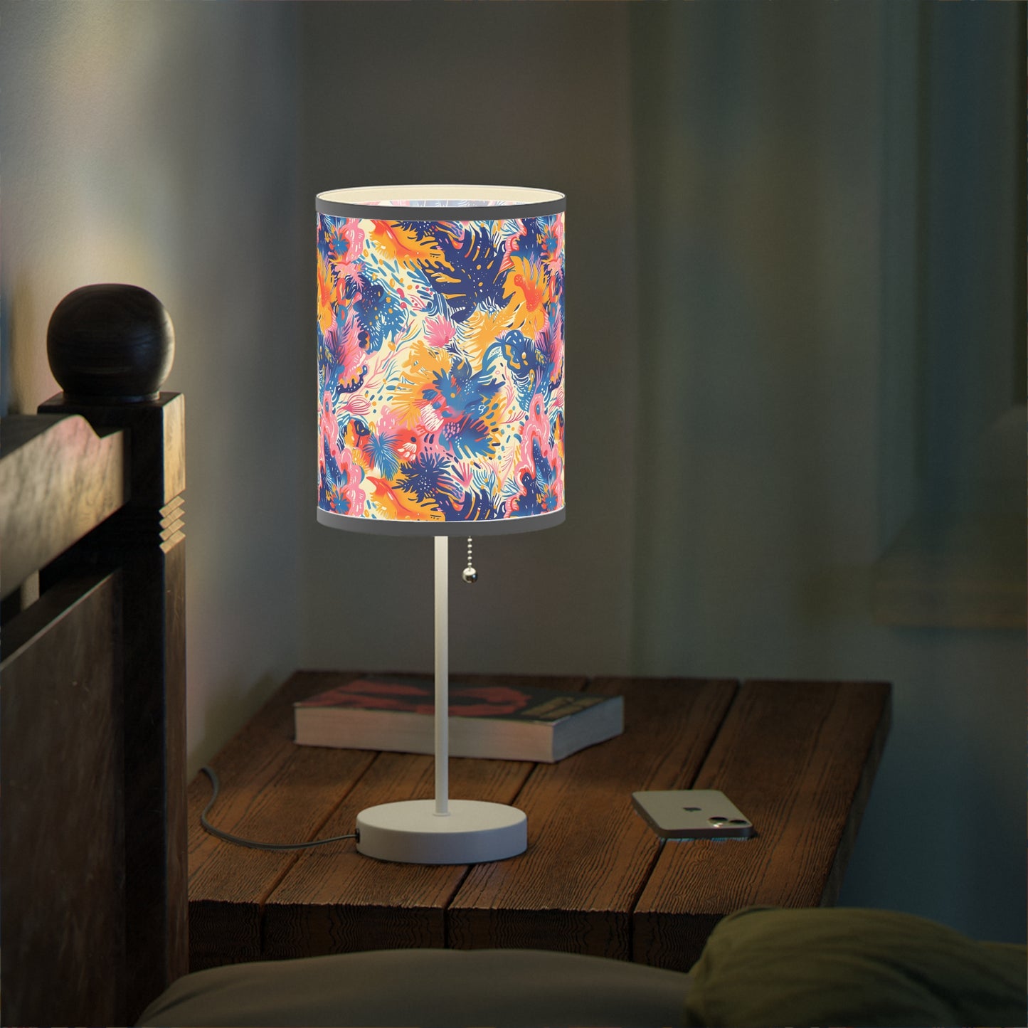 Splatter Blossom Modern Table Lamp. 20" Tall, Metal Stand, US|CA Plug, Available in 2 Finishes & Multiple Trim Colors