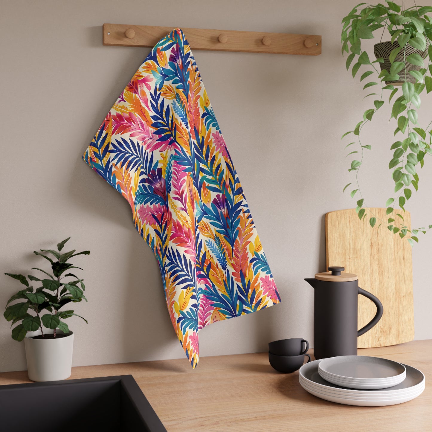 Fern-Tastic Whimsy Kitchen Towel - Cotton Twill 18" x 30" - Whimsy in Every Wipe – Bring Art to Your Kitchen Chores!