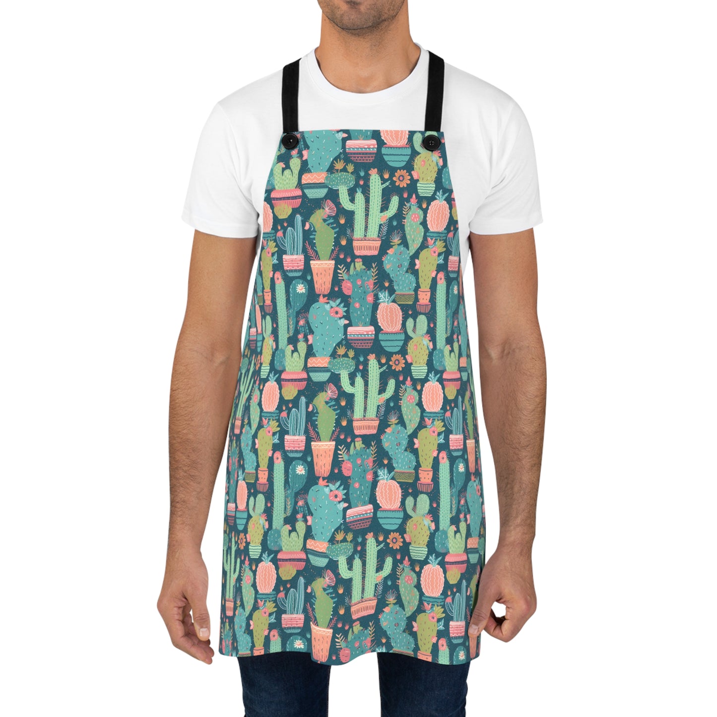 Cactus Cacophany Adult Apron - Bring Quirky Cactus Art to Your Kitchen, BBQ, or Crafting. One-size-fits-all Apron for Adults.