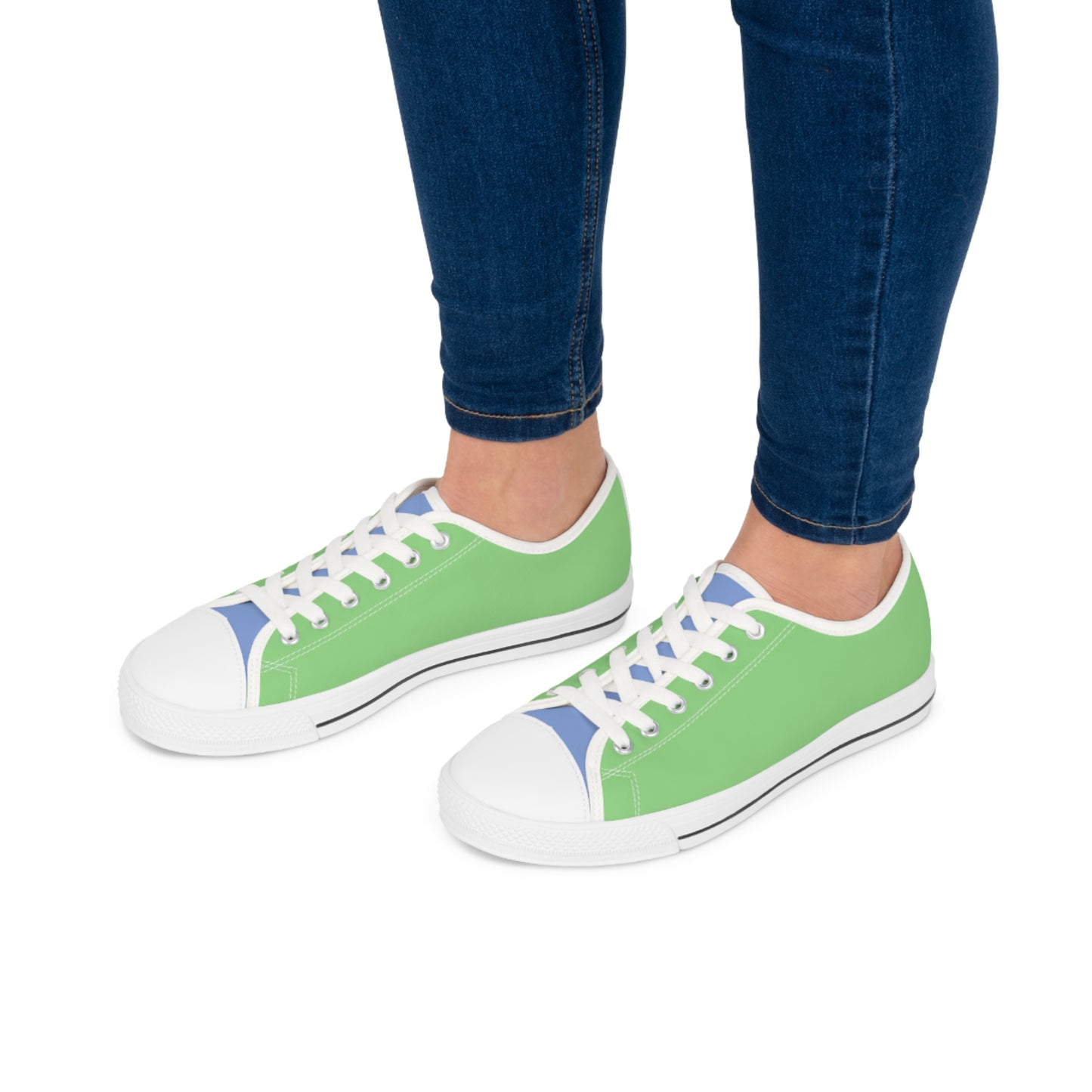 Meadow Stream Ladies' Two-Tone Low Top Sneakers - Step Into Tranquility – Where Meadow Green Meets Breezy Blue!