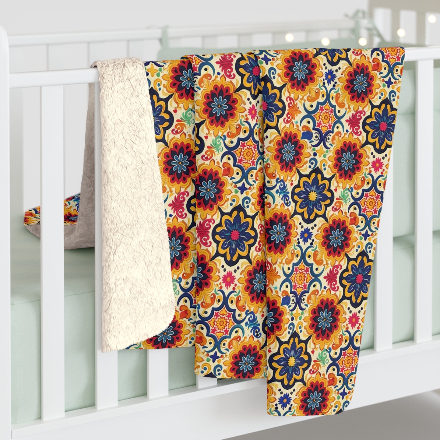 Moorish Mosaic Majesty Sherpa Fleece Blanket - Wrap Yourself in Worldly Elegance - Where History Meets Home Comfort! Available in 2 sizes.