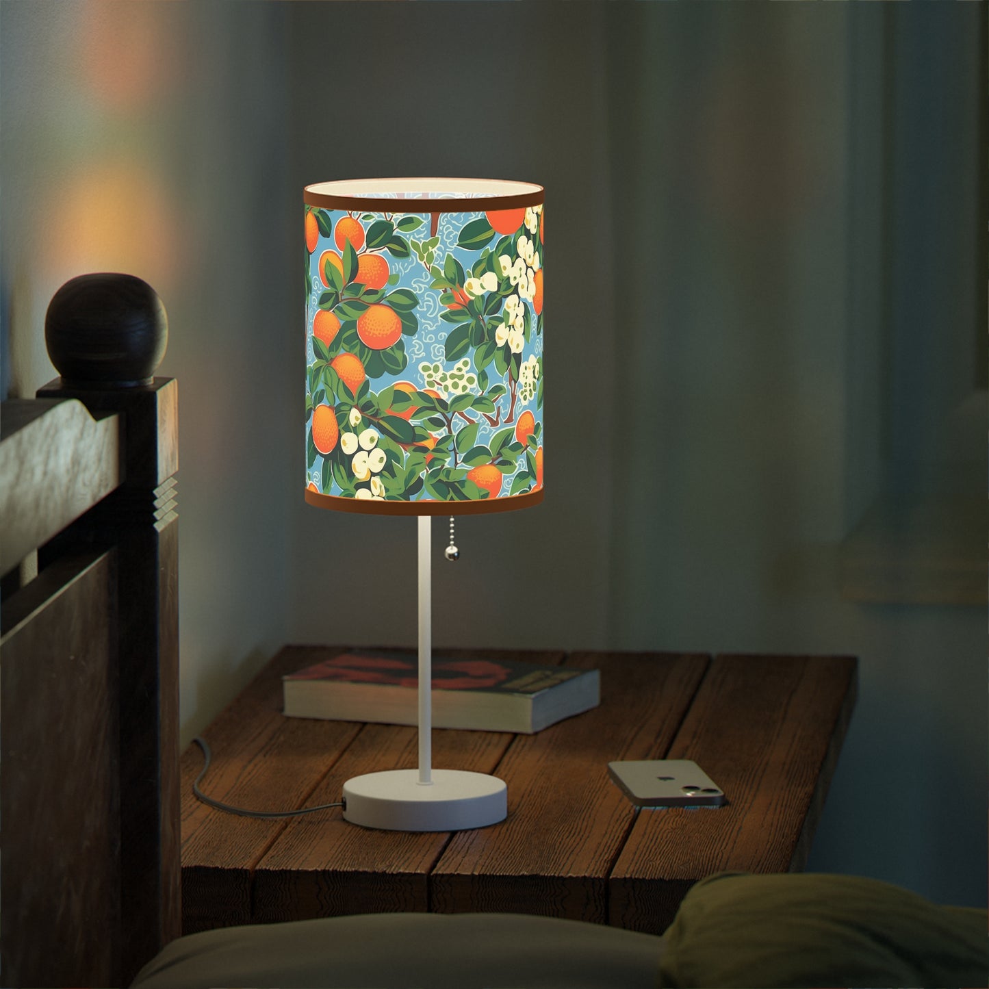 Citrus Blue Bliss Modern Table Lamp, 20" Tall, Metal Stand, US|CA Plug, Available in 2 Finishes & Multiple Trim Colors