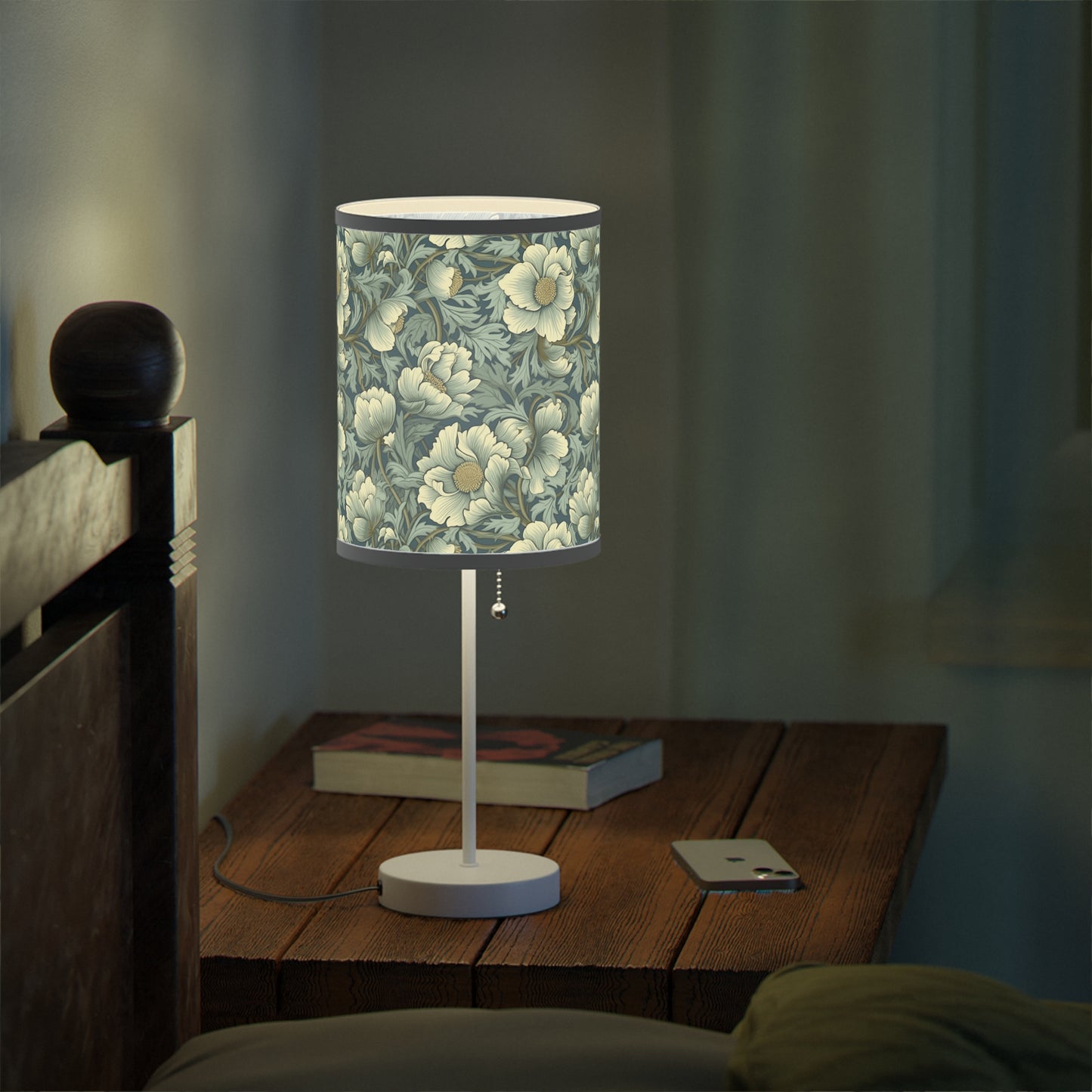 Timeless Teal English Garden Modern Table Lamp, 20" Tall, Metal Stand, US|CA Plug, Available in 2 Finishes & Multiple Trim Colors