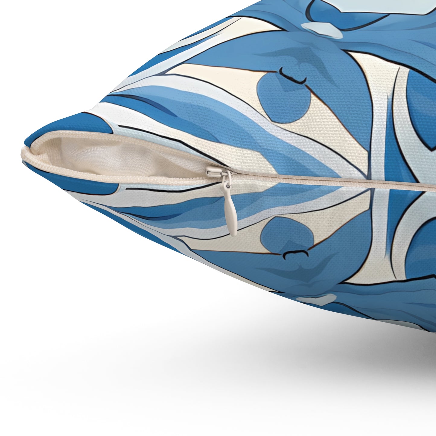 Delft Blue Star Tile Square Throw Pillow - Spun Polyester - Double Sided Print - Available in 4 sizes.