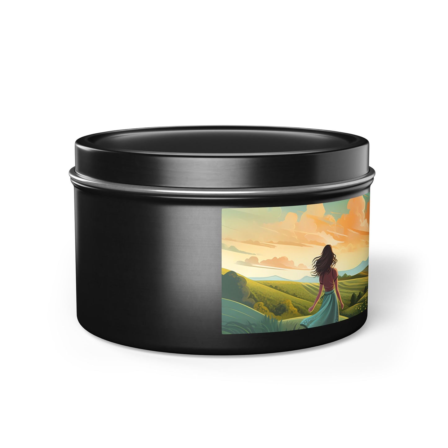 Bliss Road Scenic Aromatherapy Tin Candle. Journey to Tranquility, One Flame at a Time. Available in 2 sizes, 3 finishes, and 5 scents.